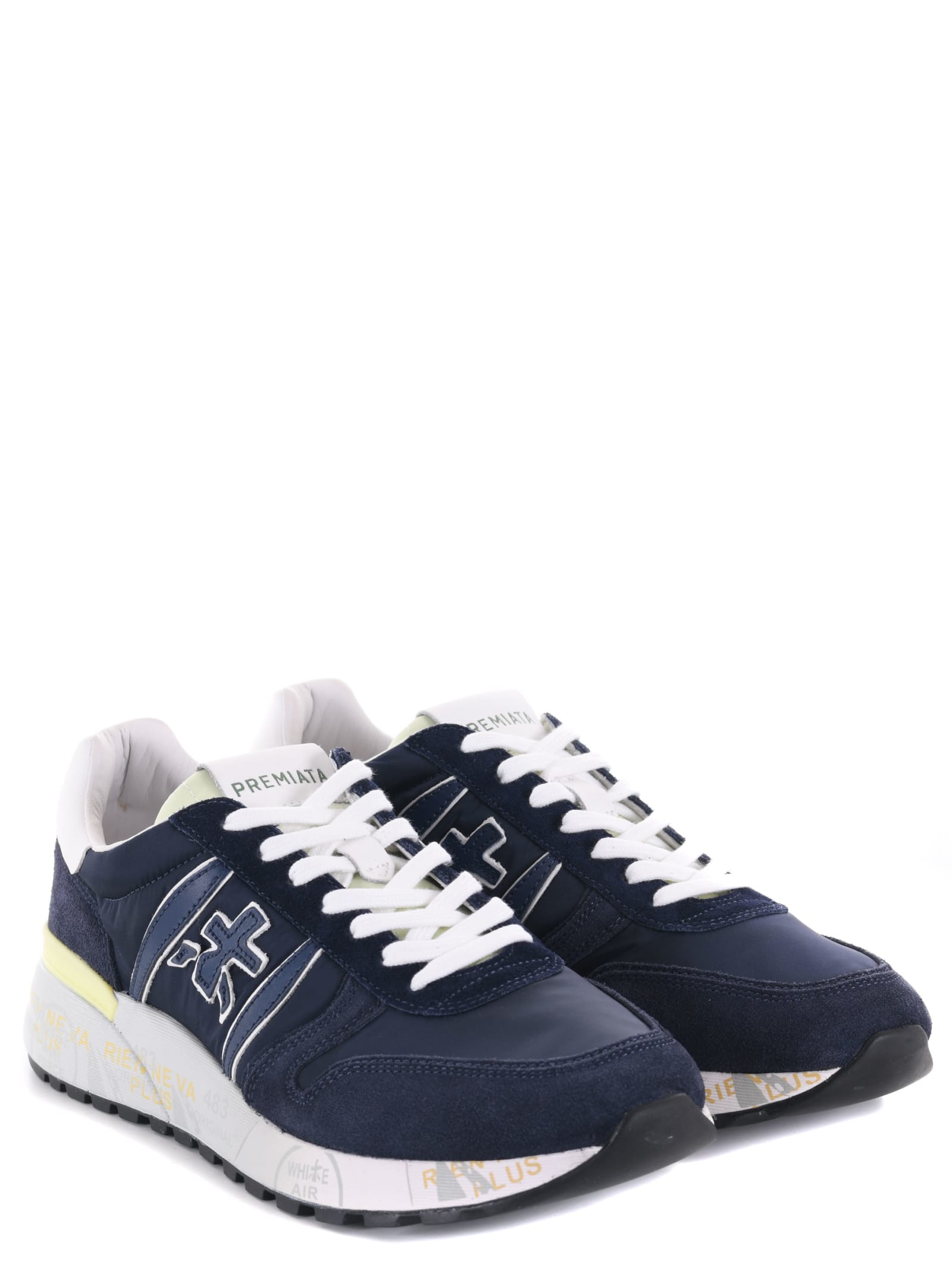 Shop Premiata Sneakers In Suede And Nylon In Blue