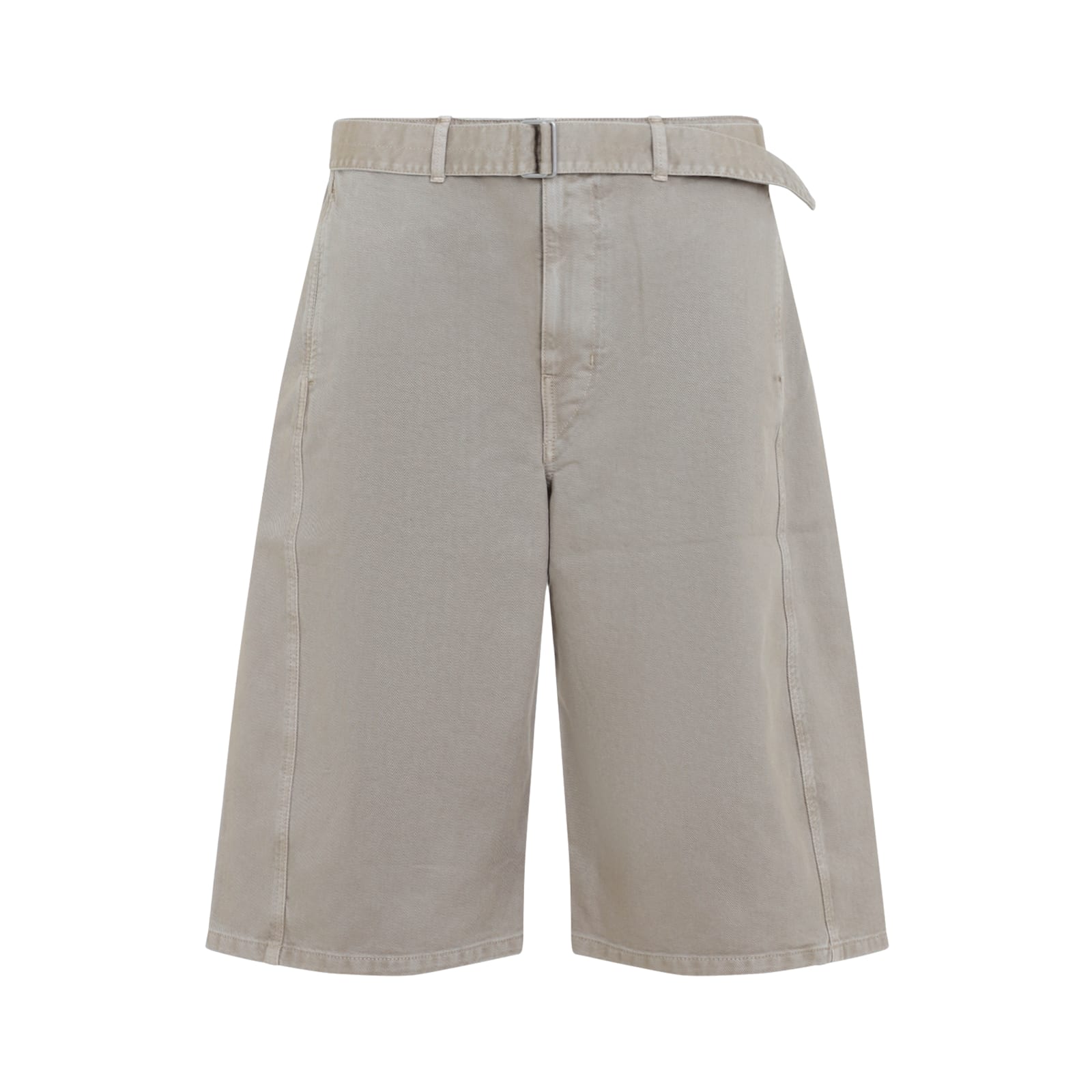 Lemaire Relaxed-fit Shorts With Belted Waist In Natural Beige