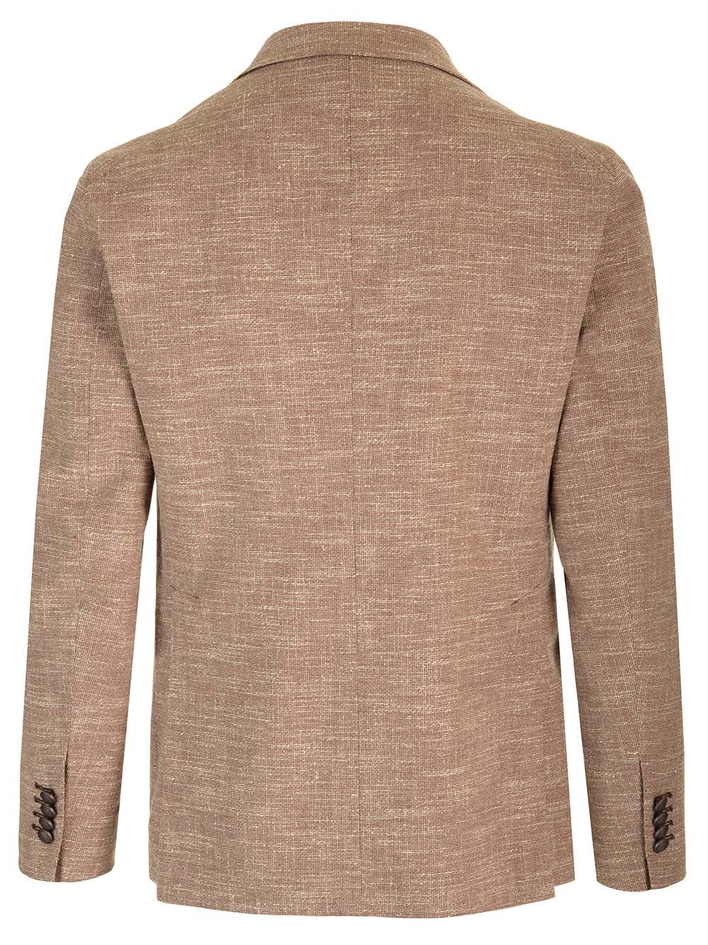 Shop Tagliatore Wool And Silk Textured Blazer In Beige