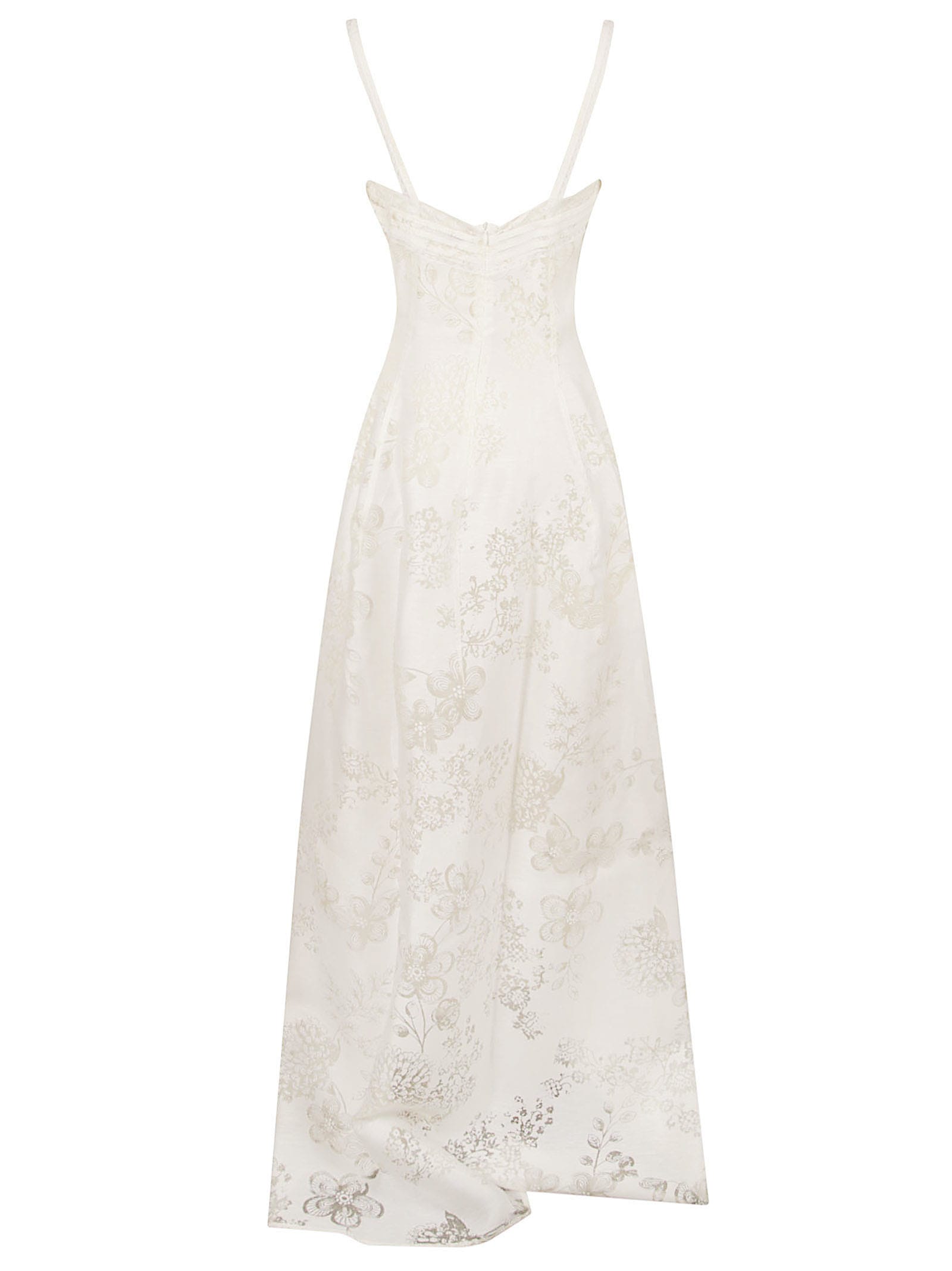 Shop Ermanno Scervino Floral Lace V-neck Long Dress In Snow White