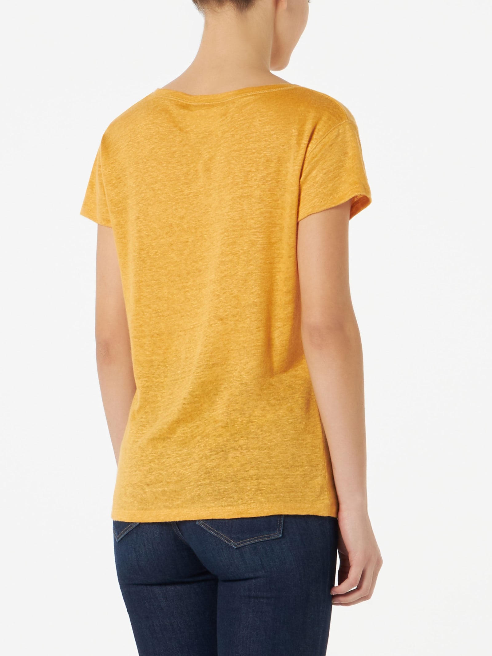 Shop Mc2 Saint Barth Woman Ochre Linen T-shirt In Yellow