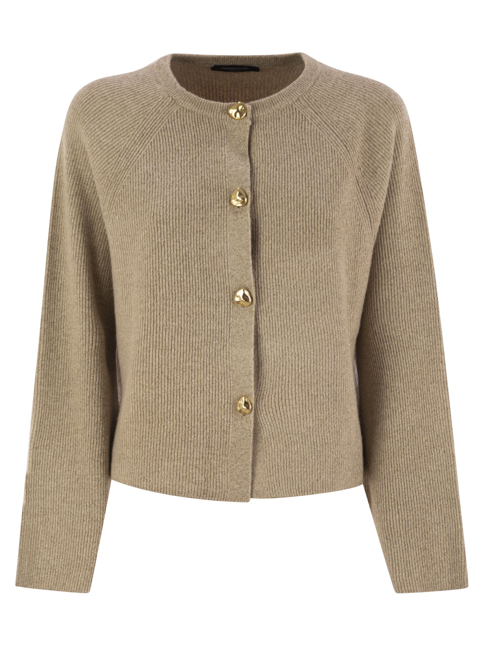 English Knit Cardigan In Platinum And Lurex
