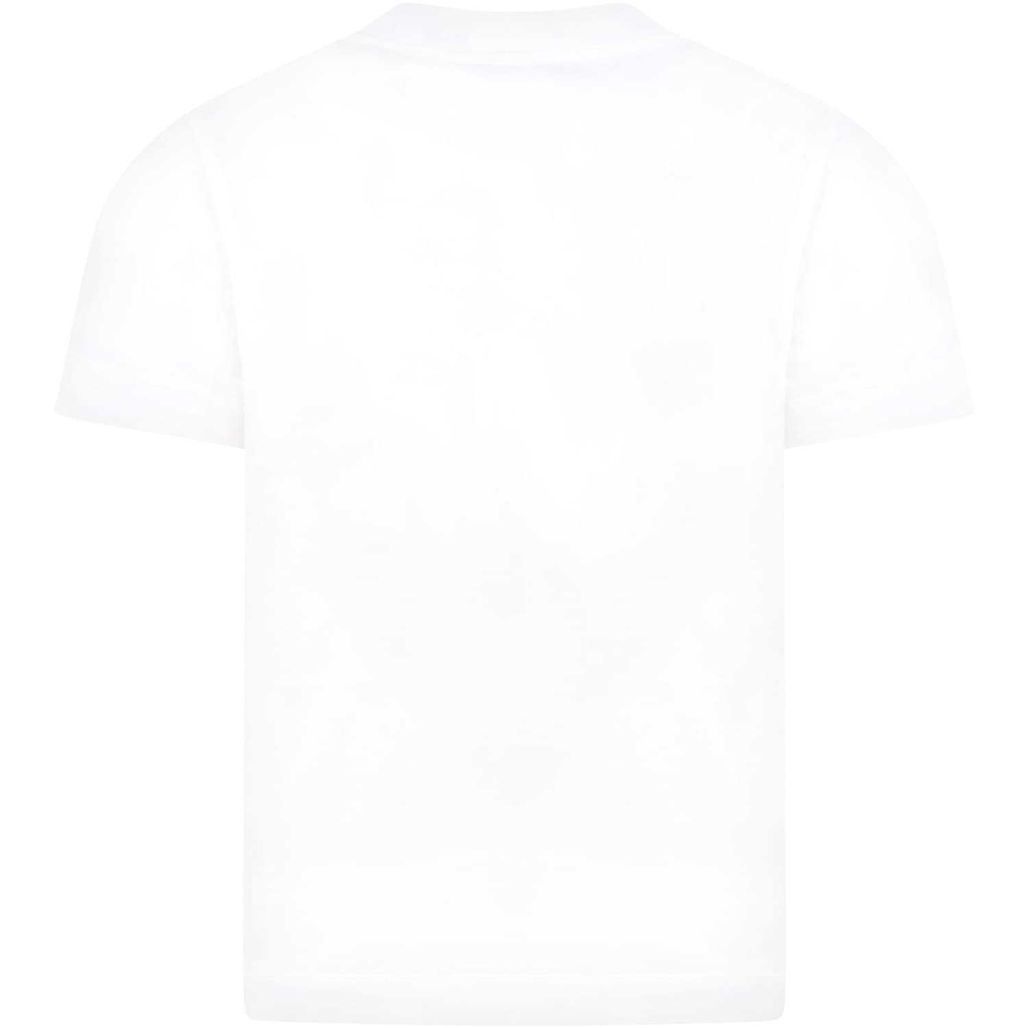 Shop Stone Island Junior White T-shirt For Boy With Iconic Patch