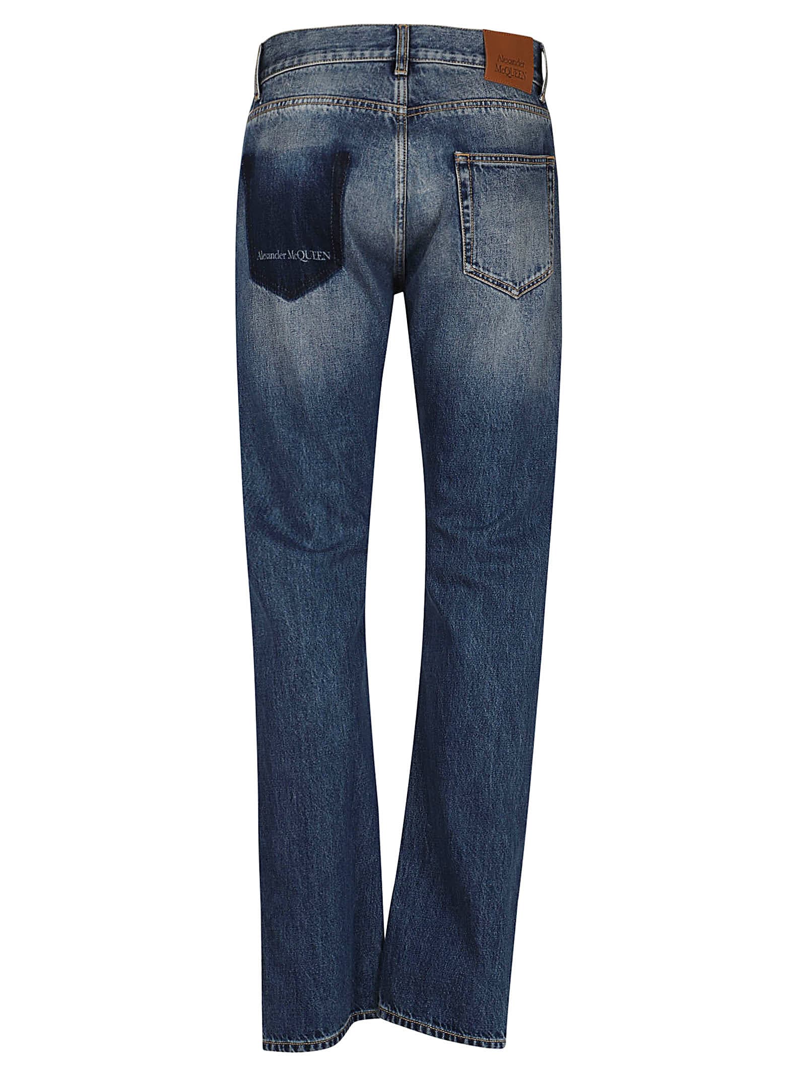 Shop Alexander Mcqueen Jeans In Blue Washed