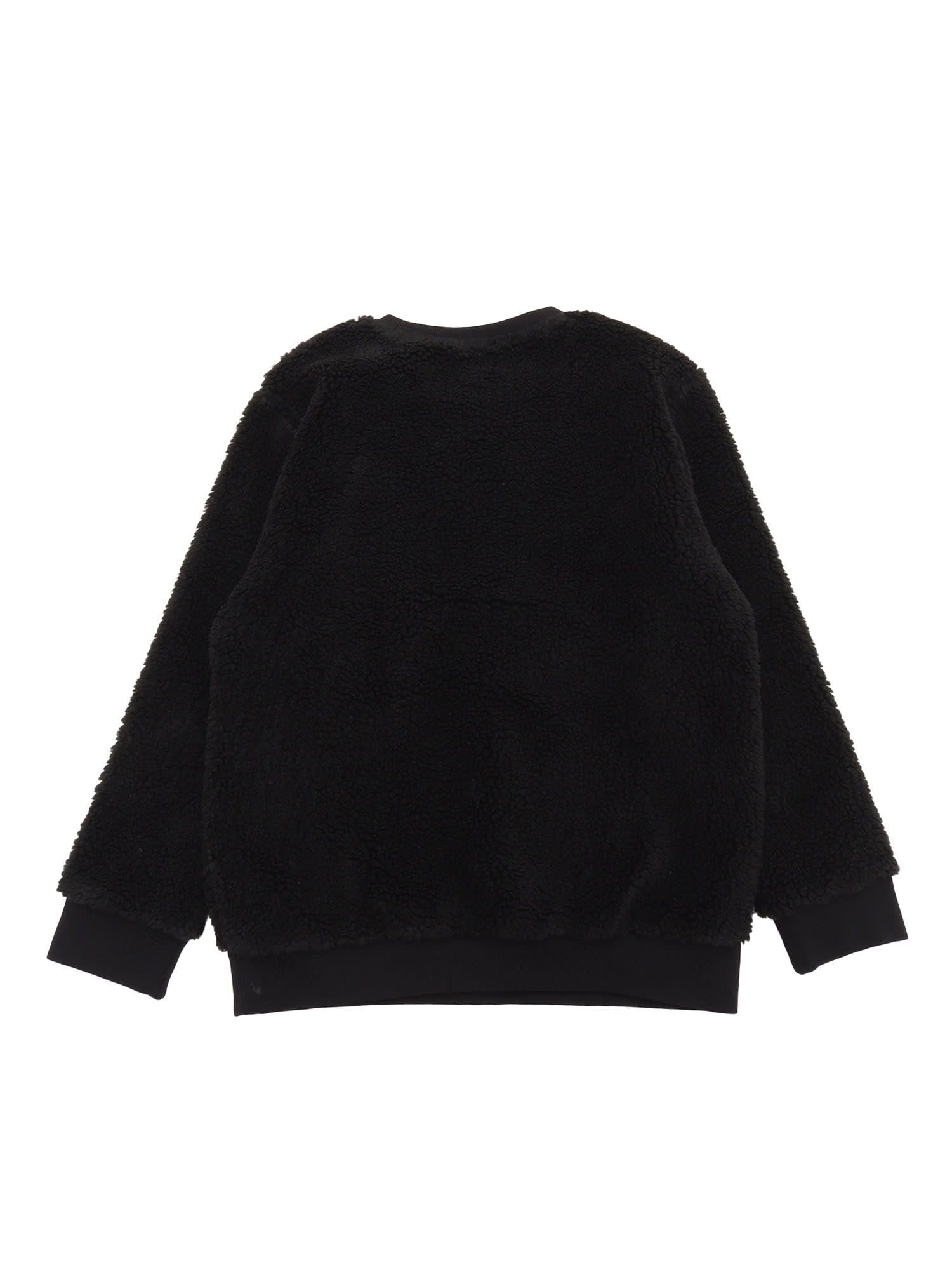 Givenchy Logo-patch Faux-shearling Sweatshirt In Black