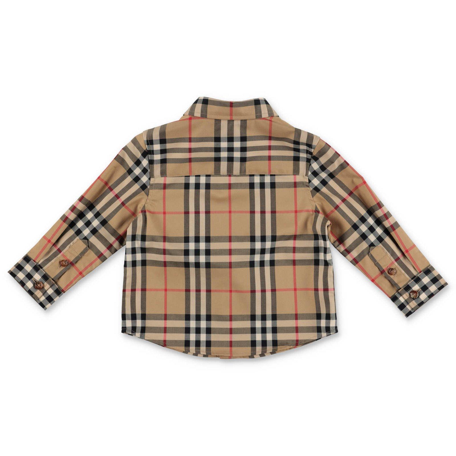 Shop Burberry Checked Long-sleeved Shirt In Archive Beige Ip Chk