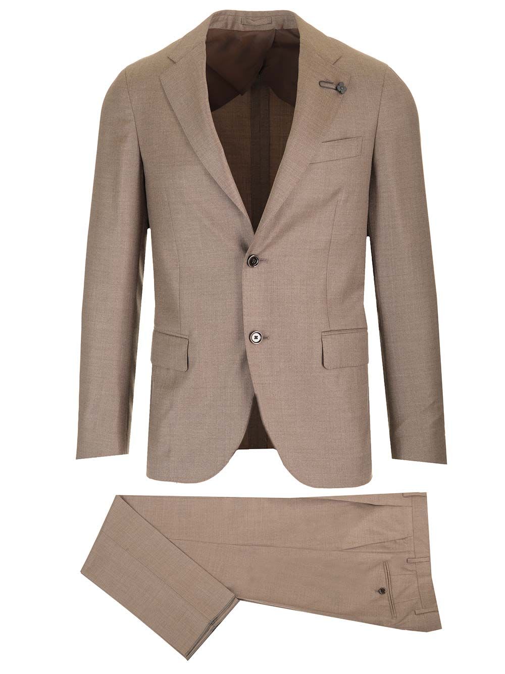 Shop Lardini Single Breasted Wool Suit In Beige