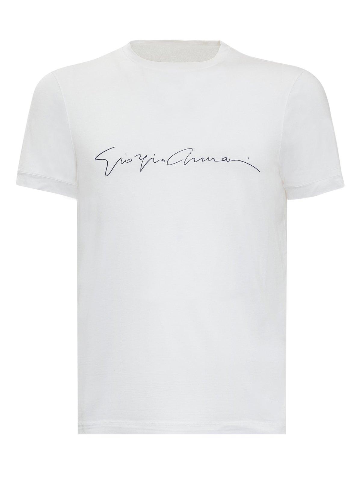 Giorgio Armani Logo Print Crewneck T-shirt In White