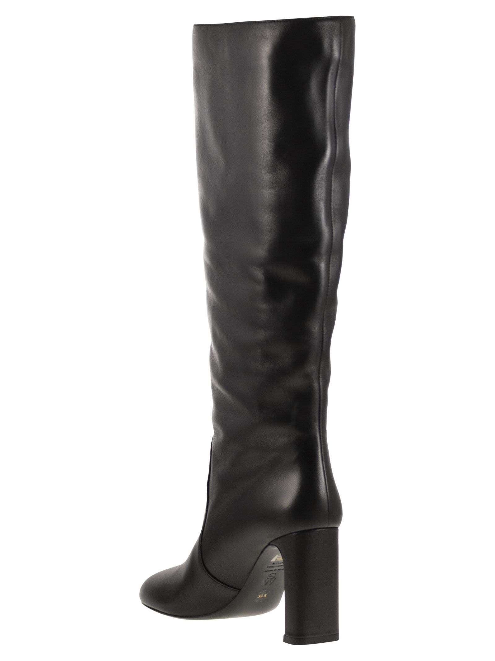 Stuart Weitzman Babette Tubo 85 Leather Knee-high Boots In Black