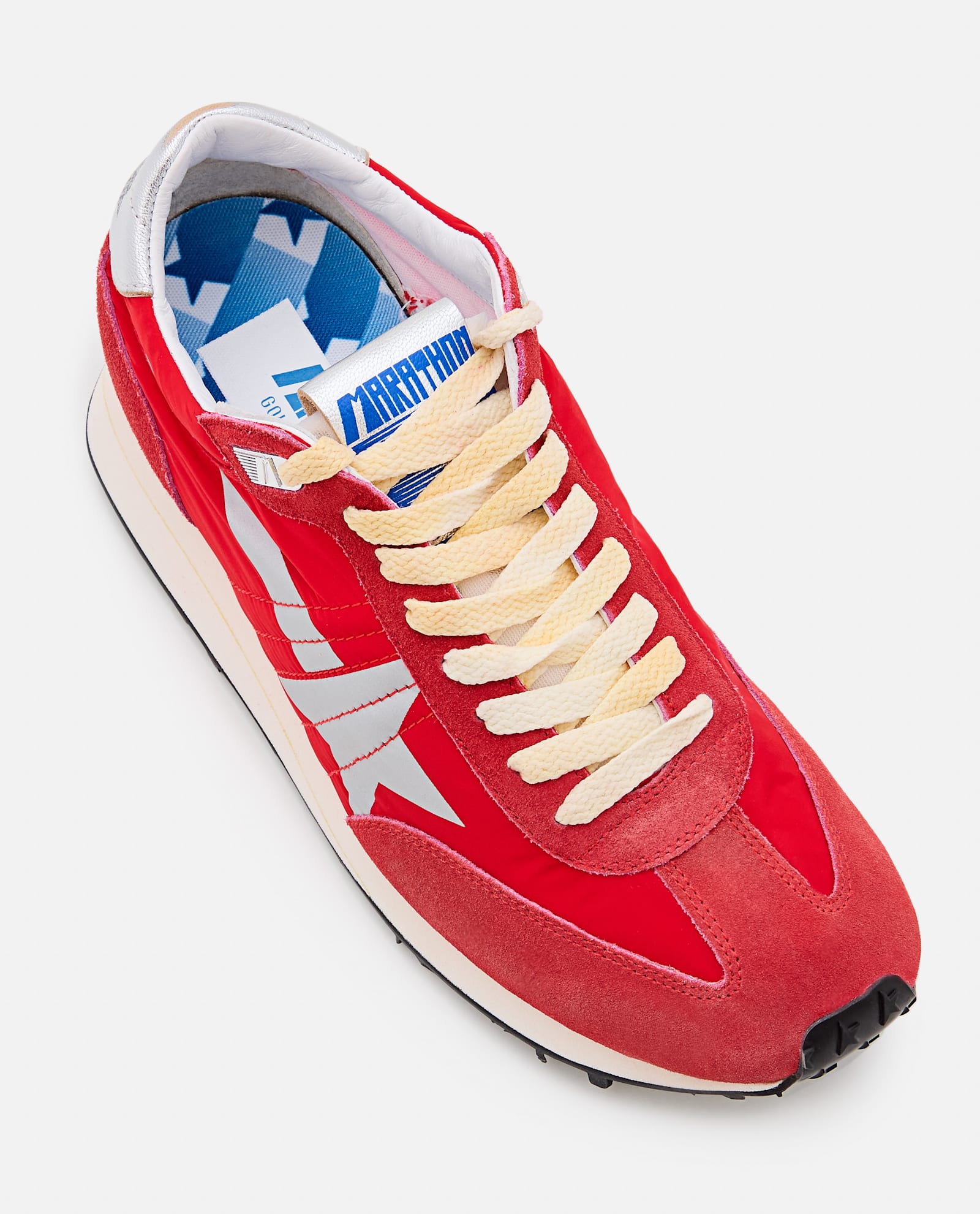 Golden Goose Low Top Sneakers Contrasting Panels In Red/silver