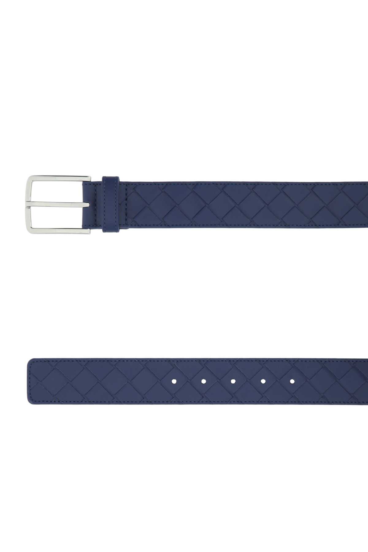 Shop Bottega Veneta Navy Blue Leather Belt In 4102