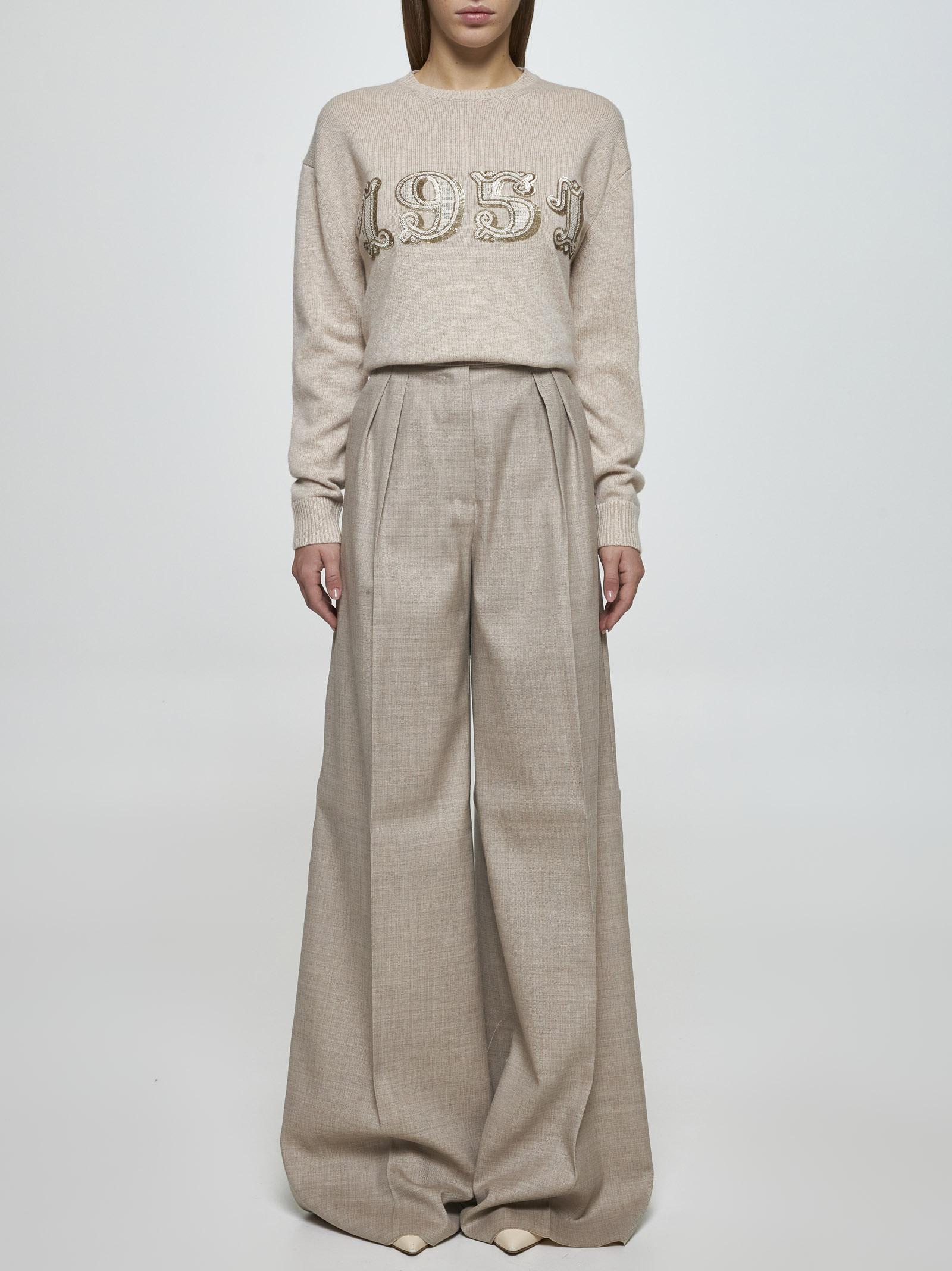 Shop Max Mara Plata Wool And Cashmere Sweater In Neutrals