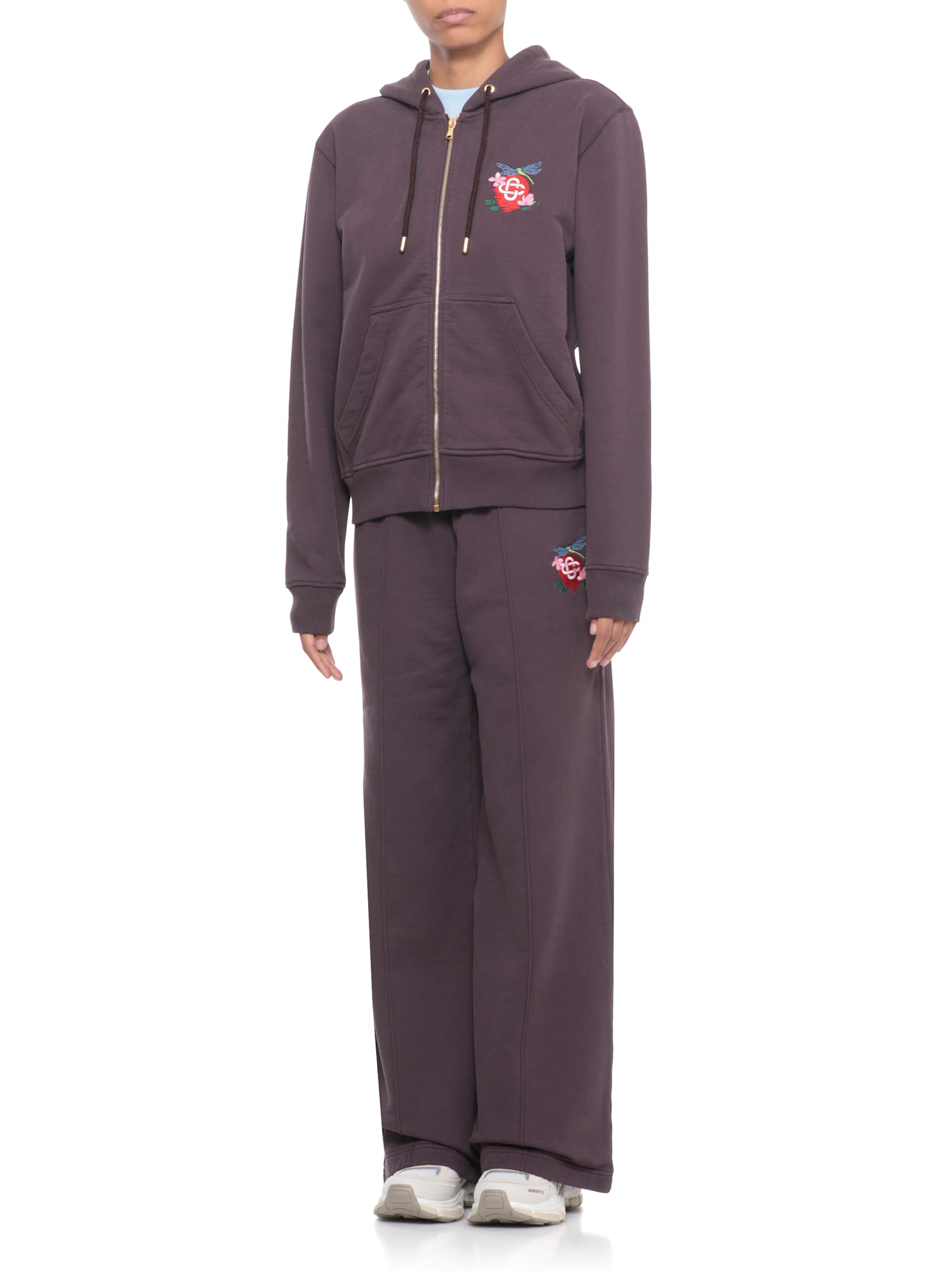 Casablanca Hooded Sweatshirt With Drawstring And Pockets In Purple