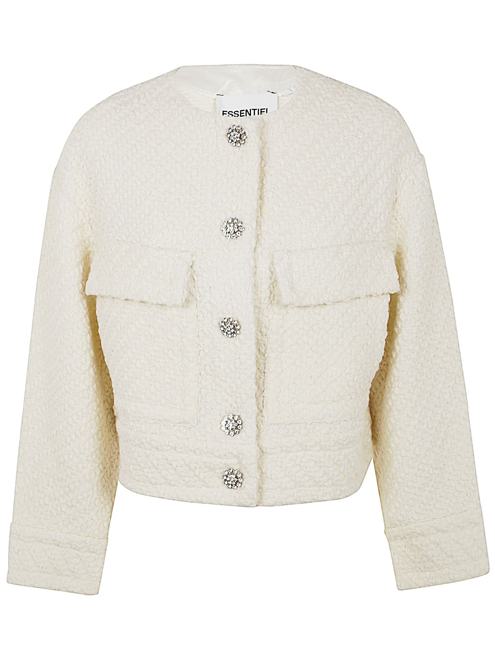 Shop Essentiel Antwerp Gouveau Cropped Jacket In Off White