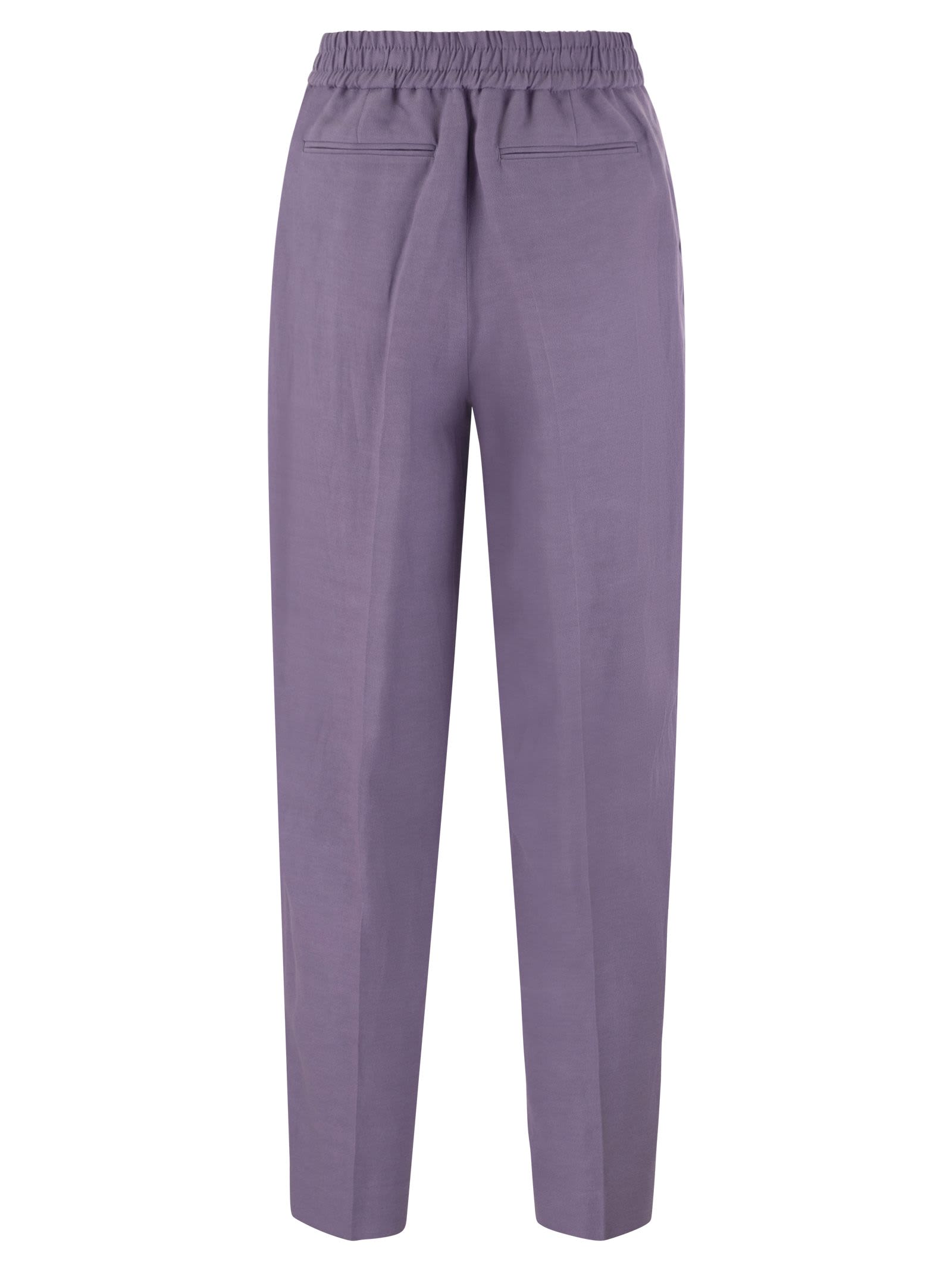 Shop Pt01 Daisy - Viscose And Linen Trousers In Lilac