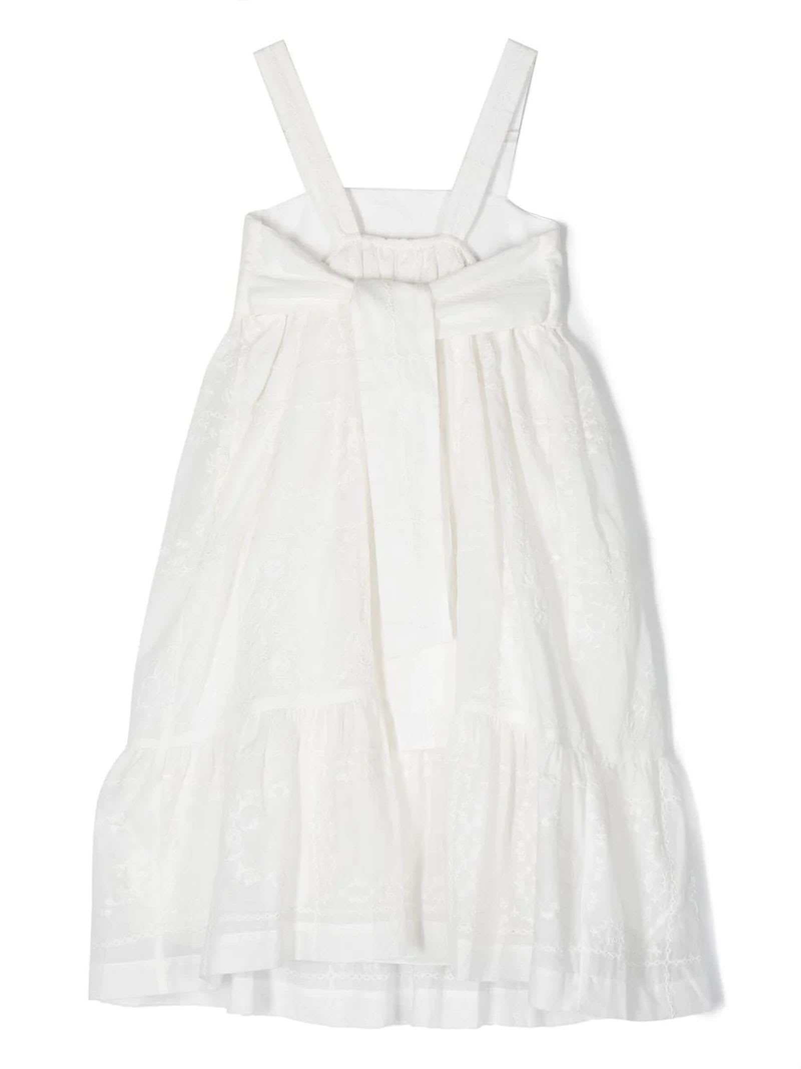 Chloé Kids broderie-anglaise flared dress - White