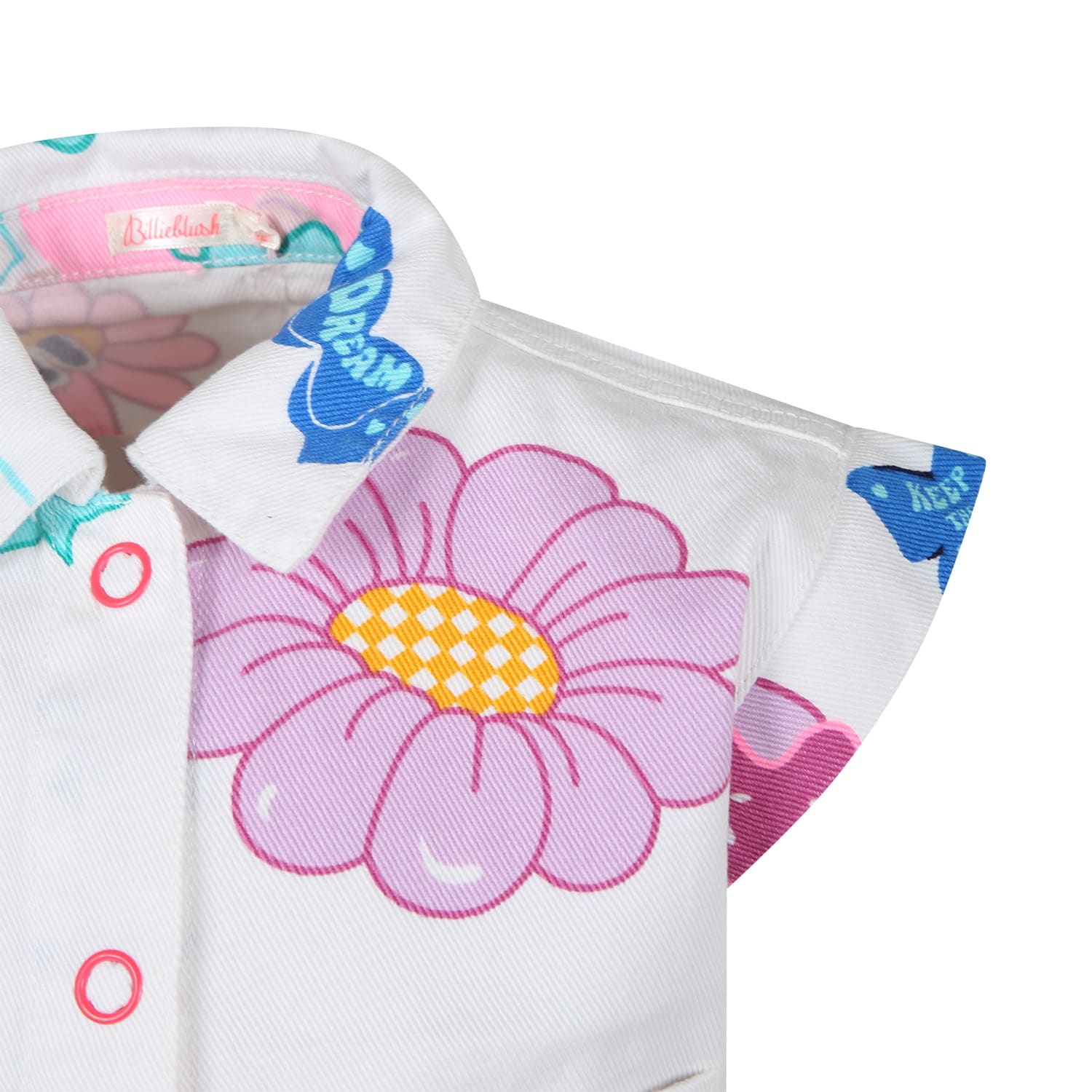 Shop Billieblush White Vest For Girl With Multicolor Pattern