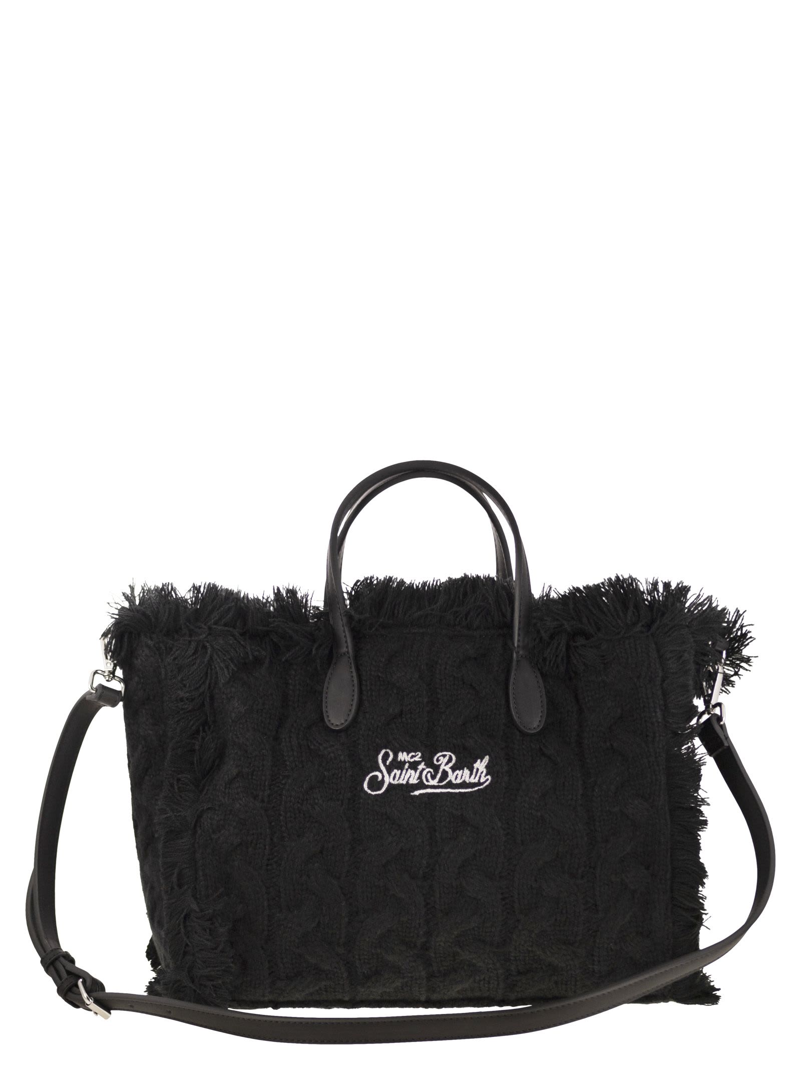 Mc2 Saint Barth Colette - Wool-effect Bag With Logo In Black