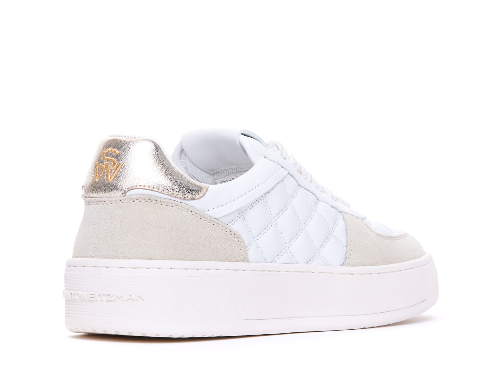 Shop Stuart Weitzman Sw Courtside Sleek Sneakers In White