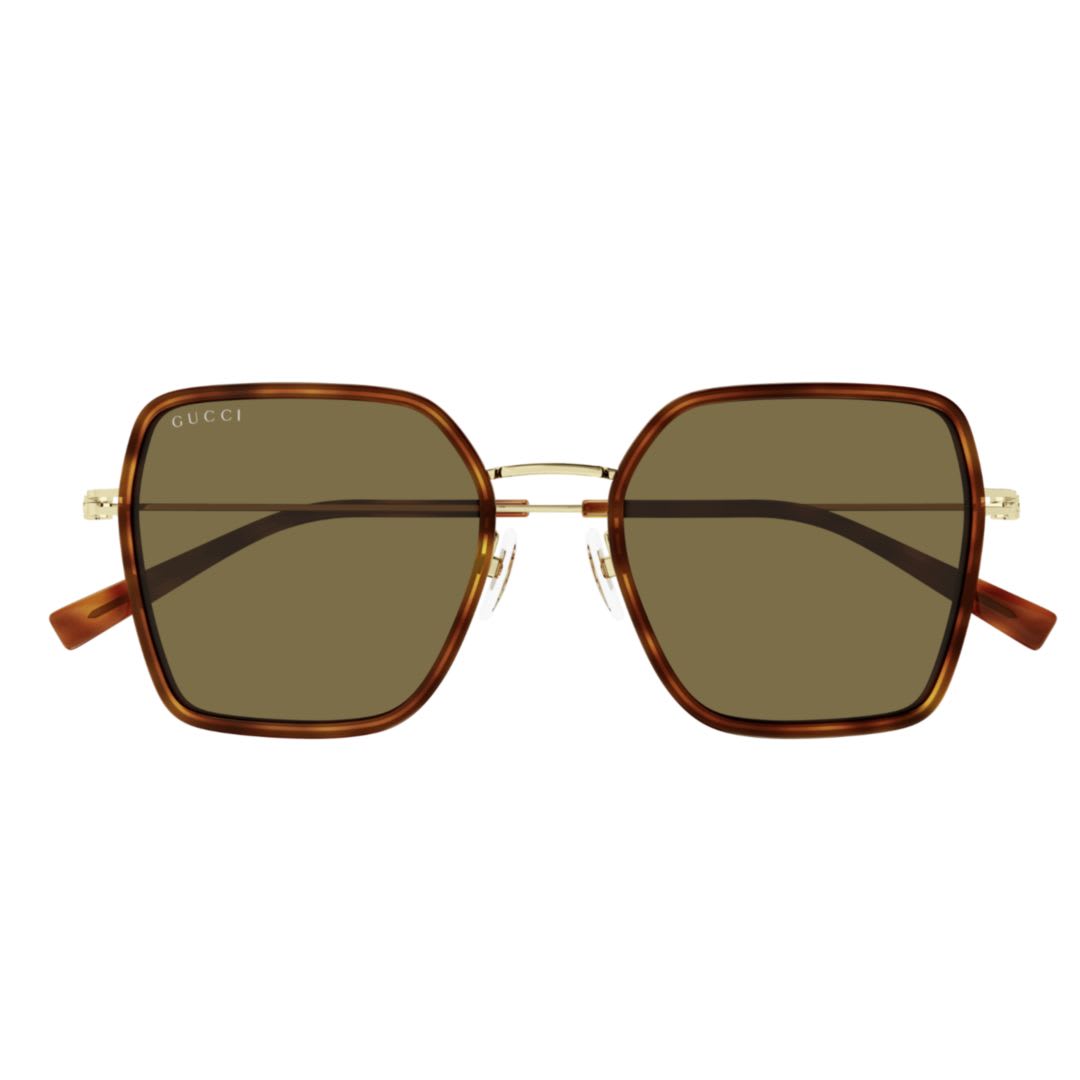Gucci Havana-gold-brown Acetate Sunglasses In Gold