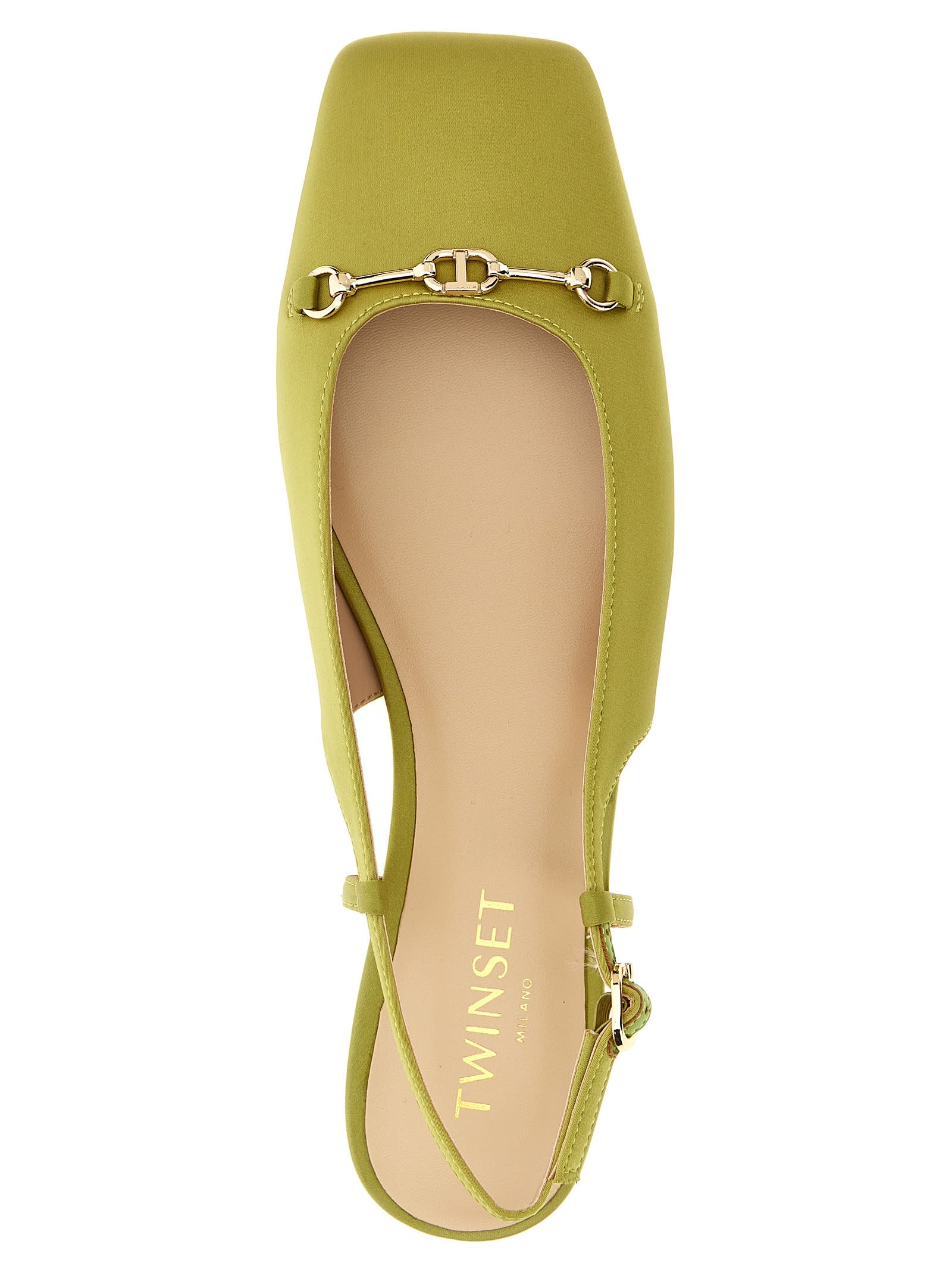 Shop Twinset Satin Slingback In Green
