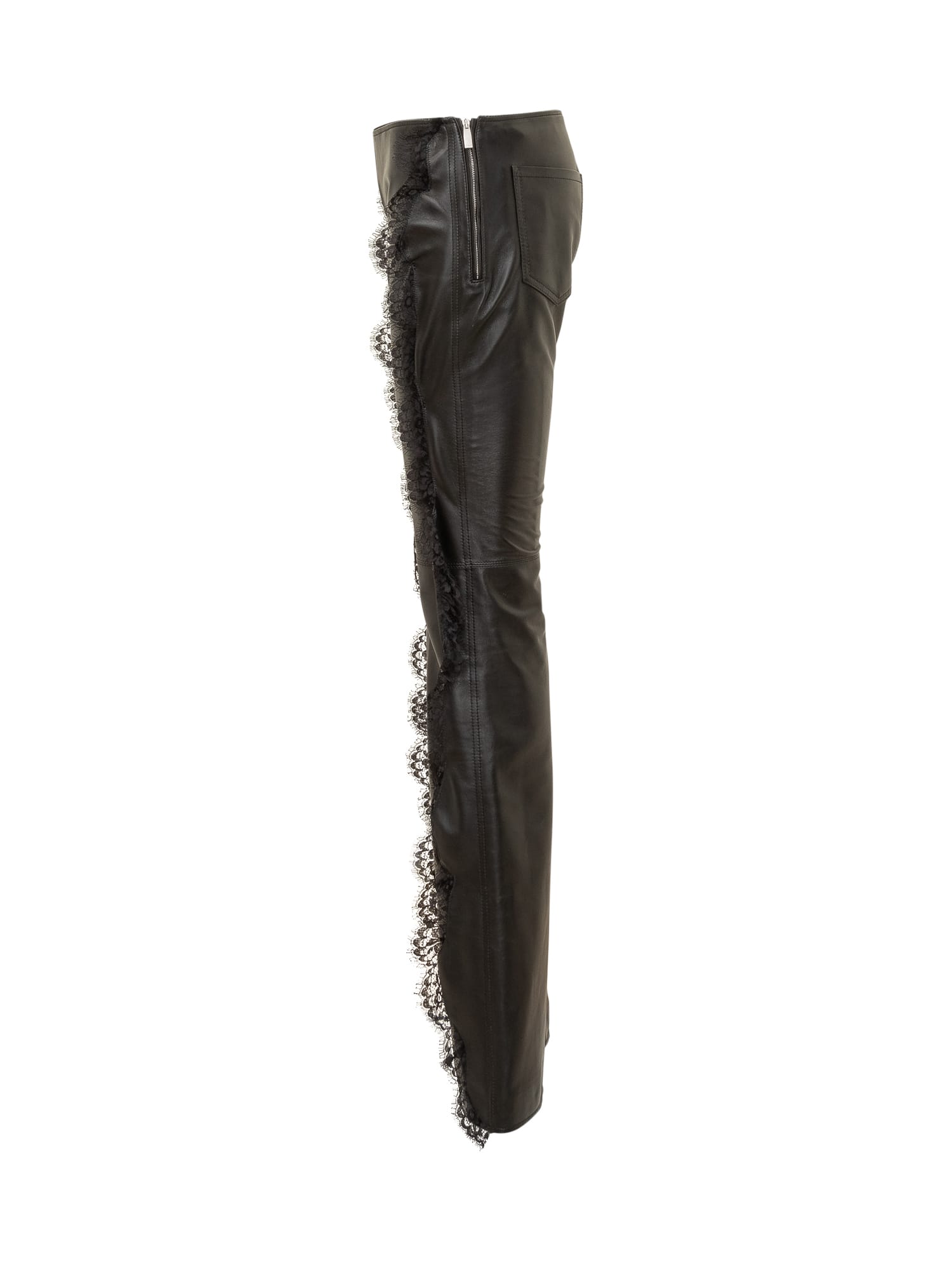 Off-white Lace-trim Straight Leg Trousers In Black