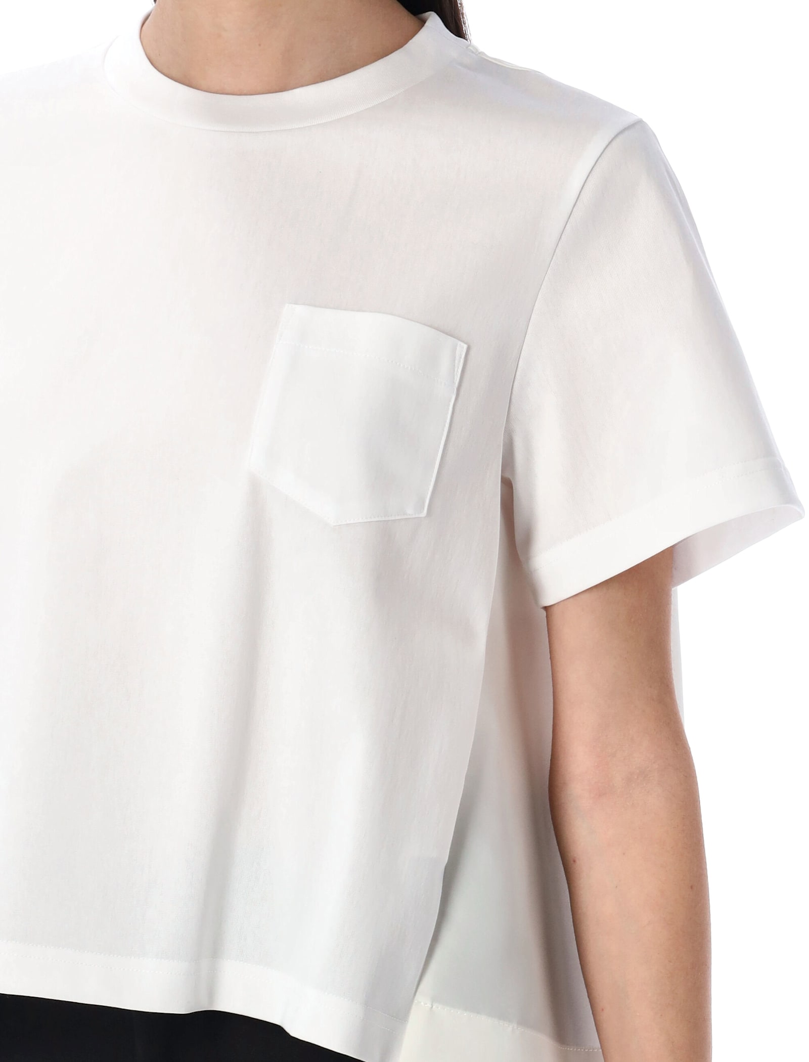 Sacai Nylon Twill & Cotton Jersey T-shirt In White