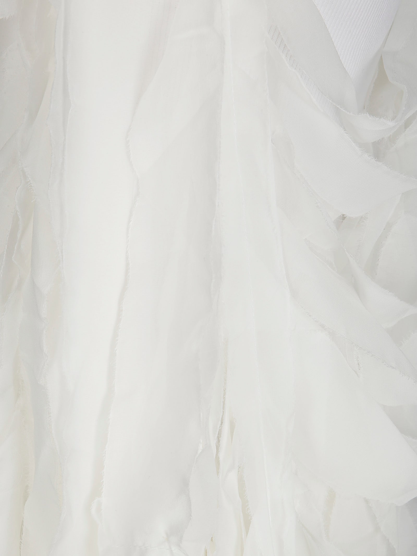 Maria Calderara Ribbed Sleeveless Cotton Top With Overlapping Inserts In White