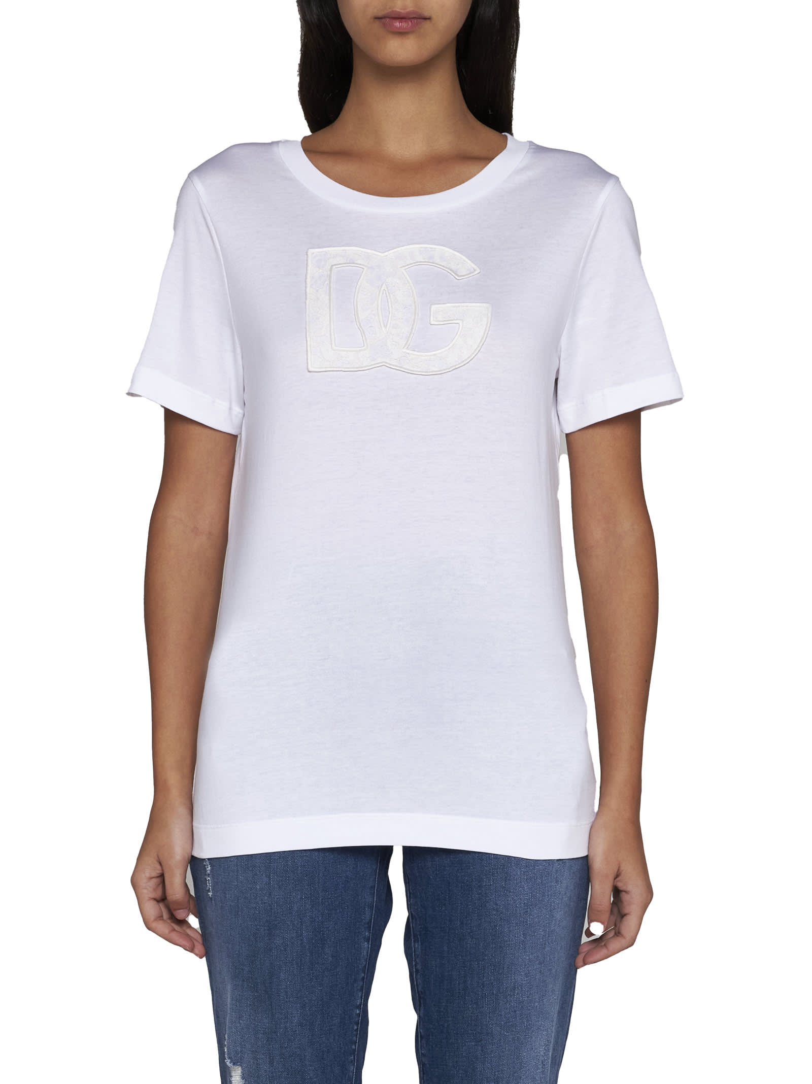 Shop Dolce & Gabbana T-shirt In Bianco Otticco