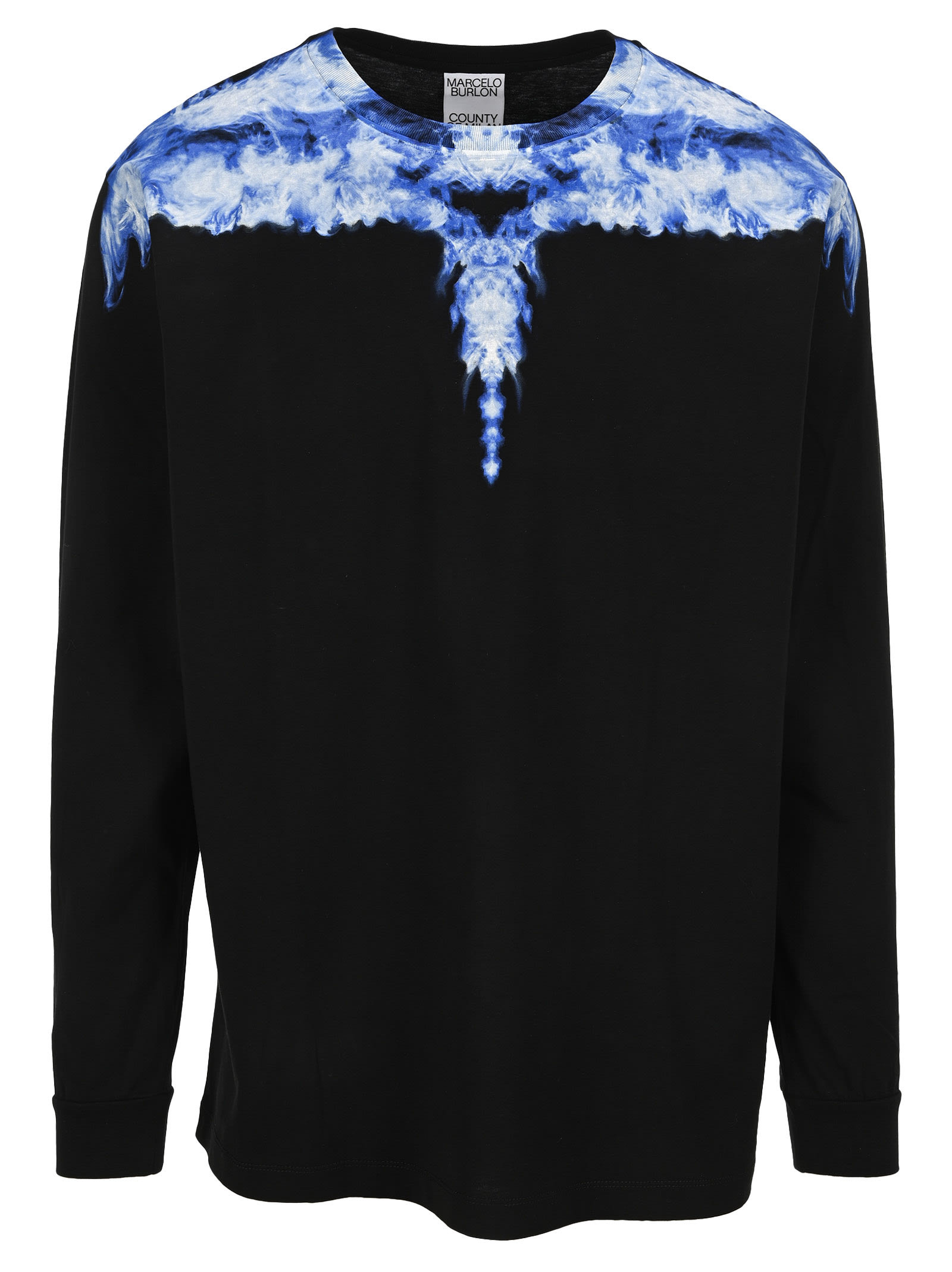 MARCELO BURLON COUNTY OF MILAN BLUE WINGS LONG SLEEVES T-SHIRT,11763298