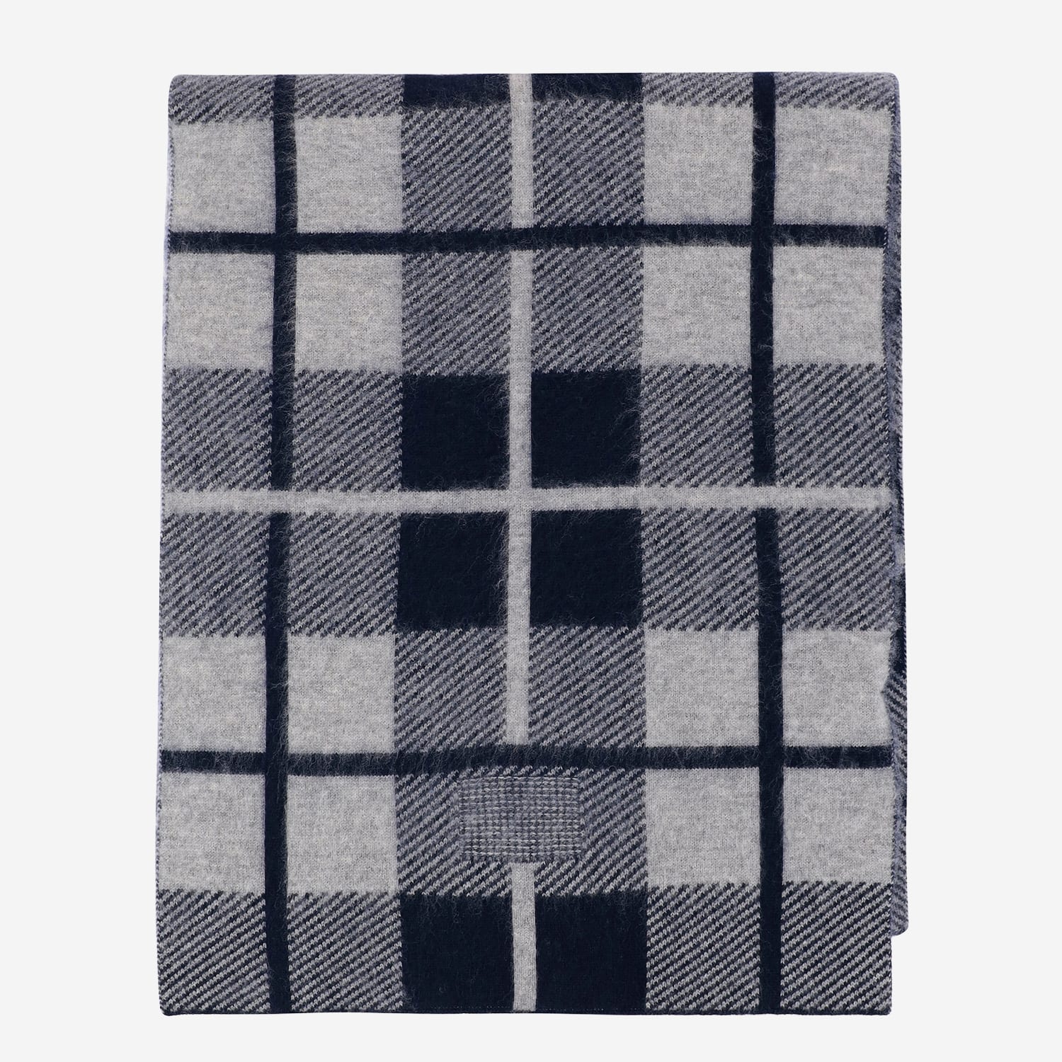 Guest In Residence Wool And Cashmere Scarf With Check Pattern In Blue