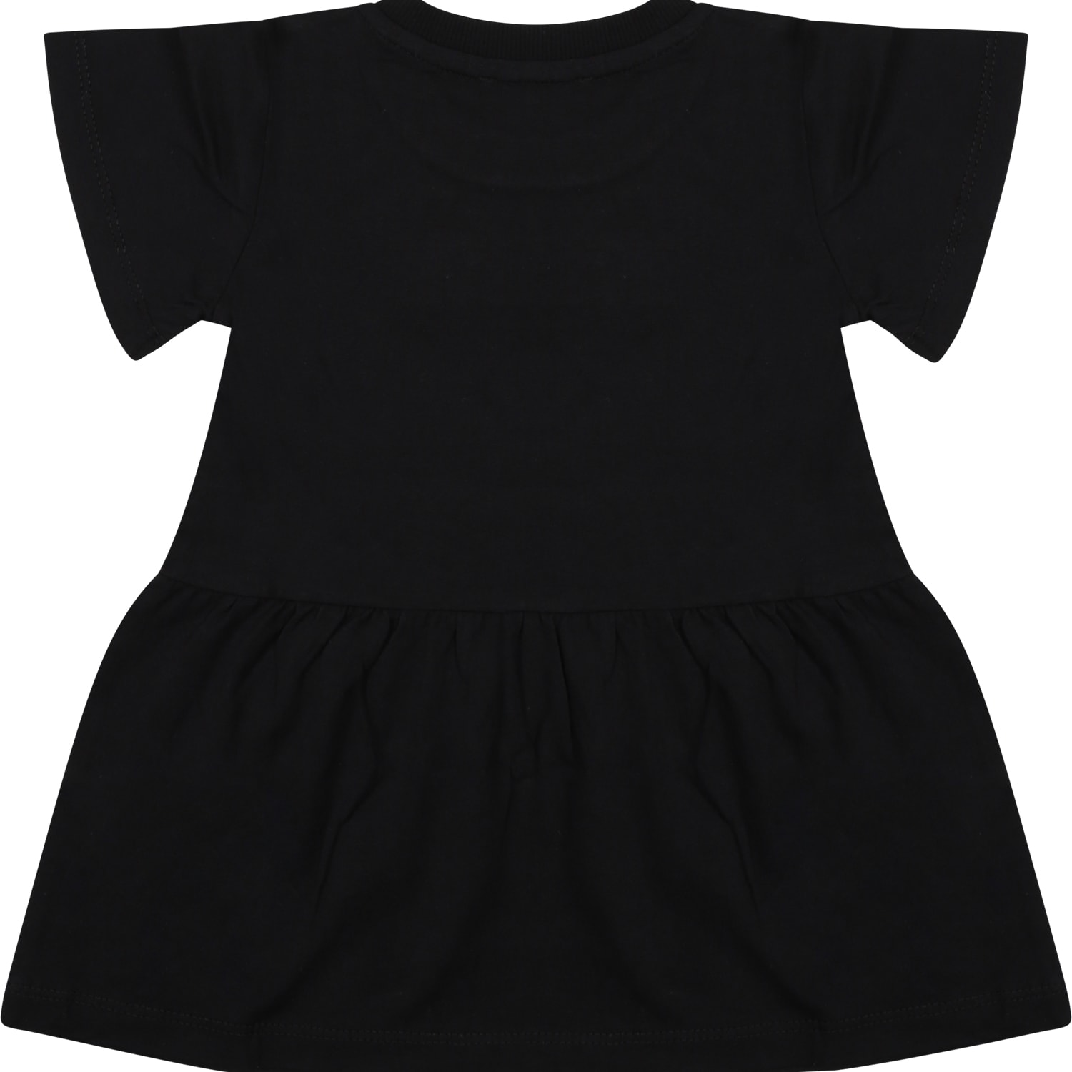 Shop Moschino Black Dress For Baby Girl With Logo And Heart