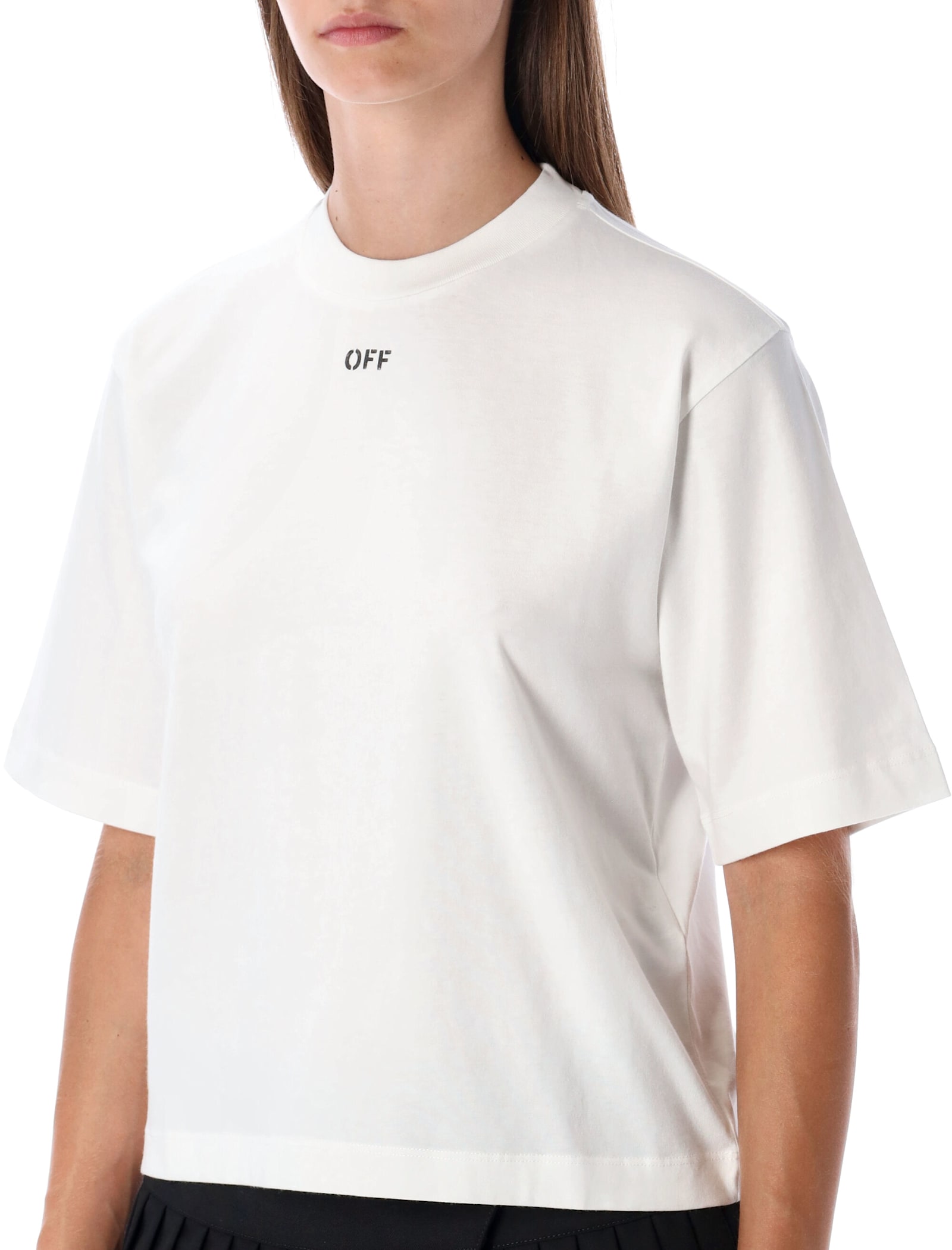 Off-white Flowers Boxy Cotton Logo T-shirt In White