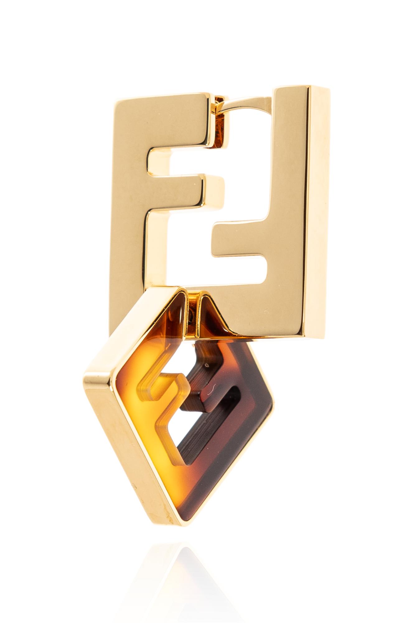 Fendi Printed Plexiglass And Metal Forever Earrings In Orosofttartaruga