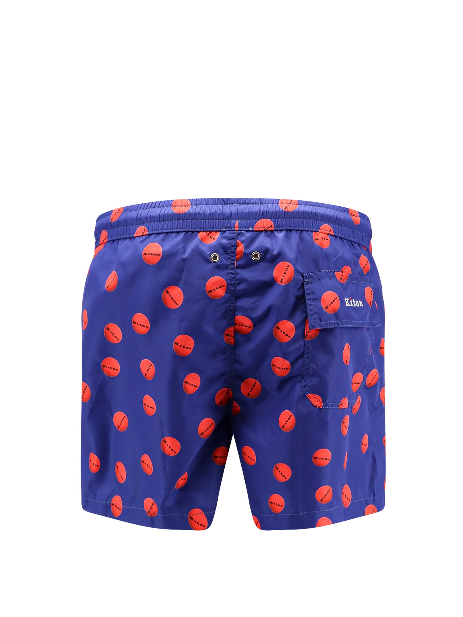 Kiton Nylon Swim Trunk With All-over Print In Blue