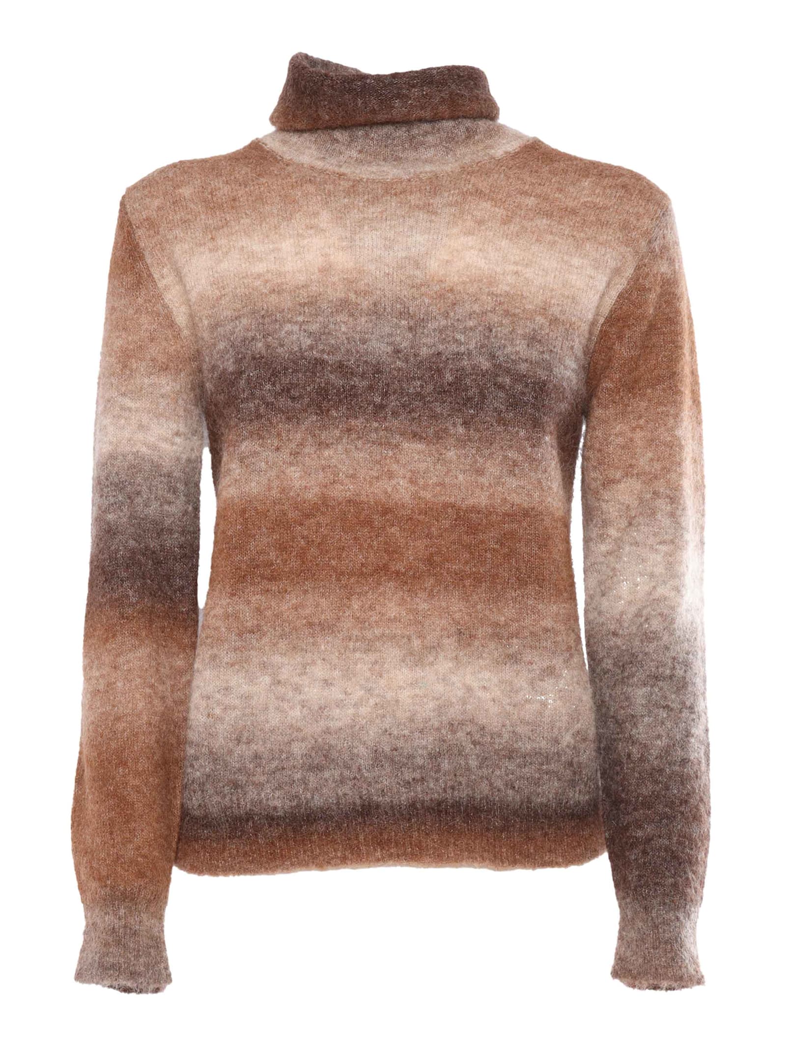 Shop Kangra Printed Effect Turtleneck Sweater In Brown