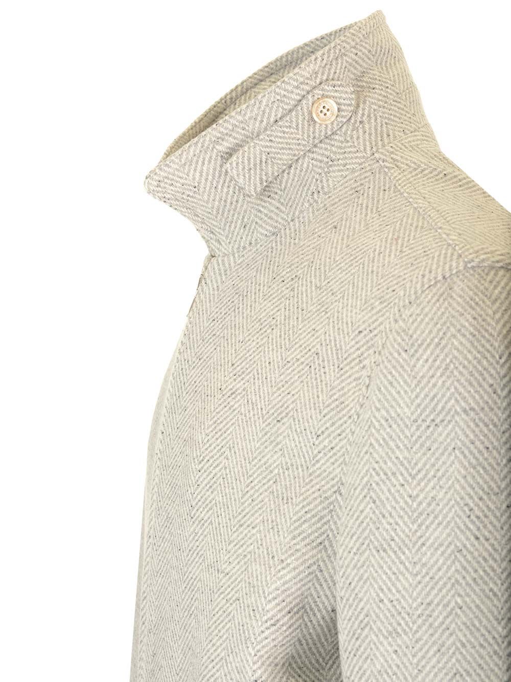 Shop Brunello Cucinelli Bomber Jacket In Wool, Silk And Cashmere Chevron In Grey