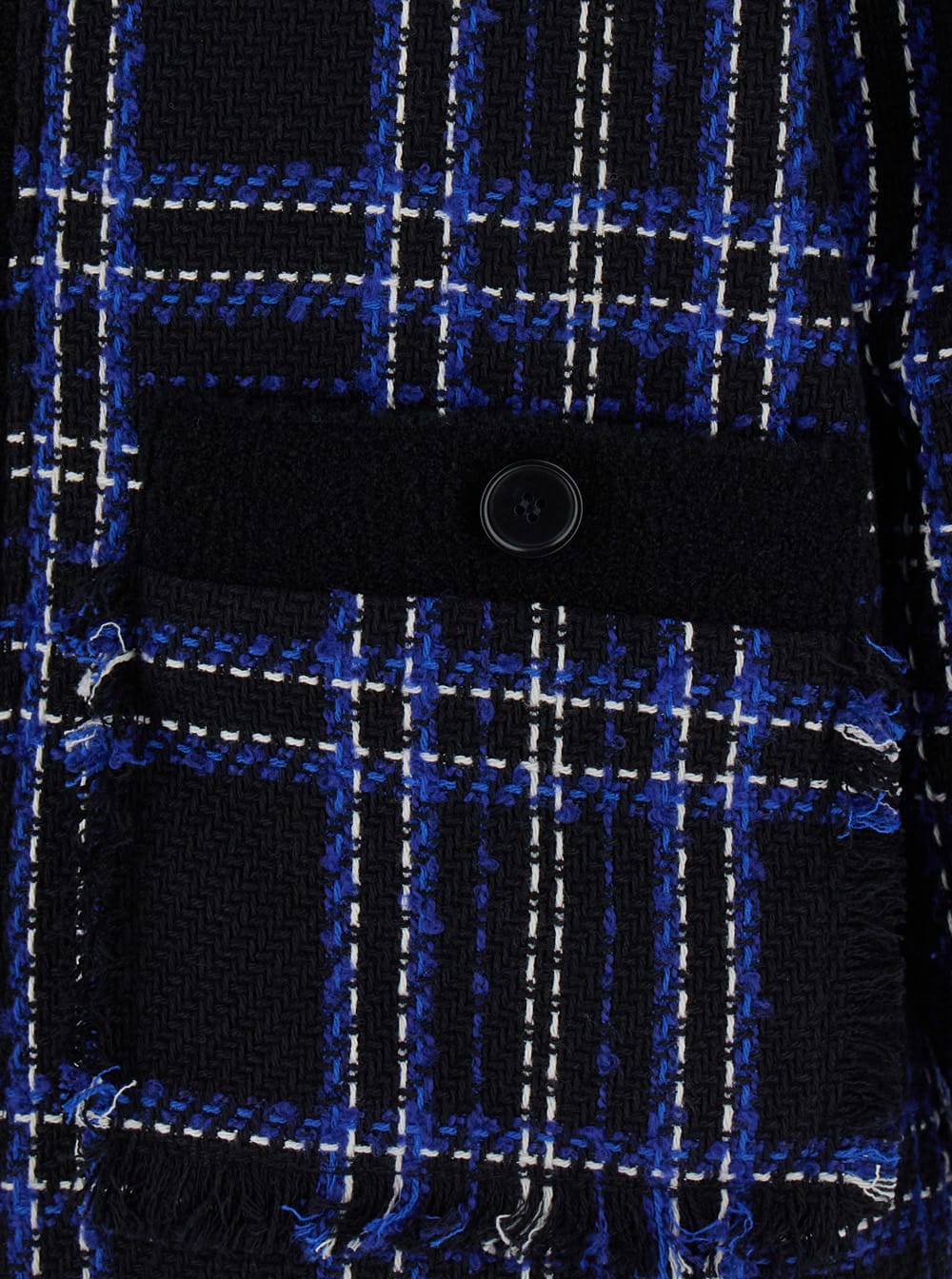 Shop Msgm Oversized Blue And Black Jacket With Check Motif In Heavy Fabric Woman