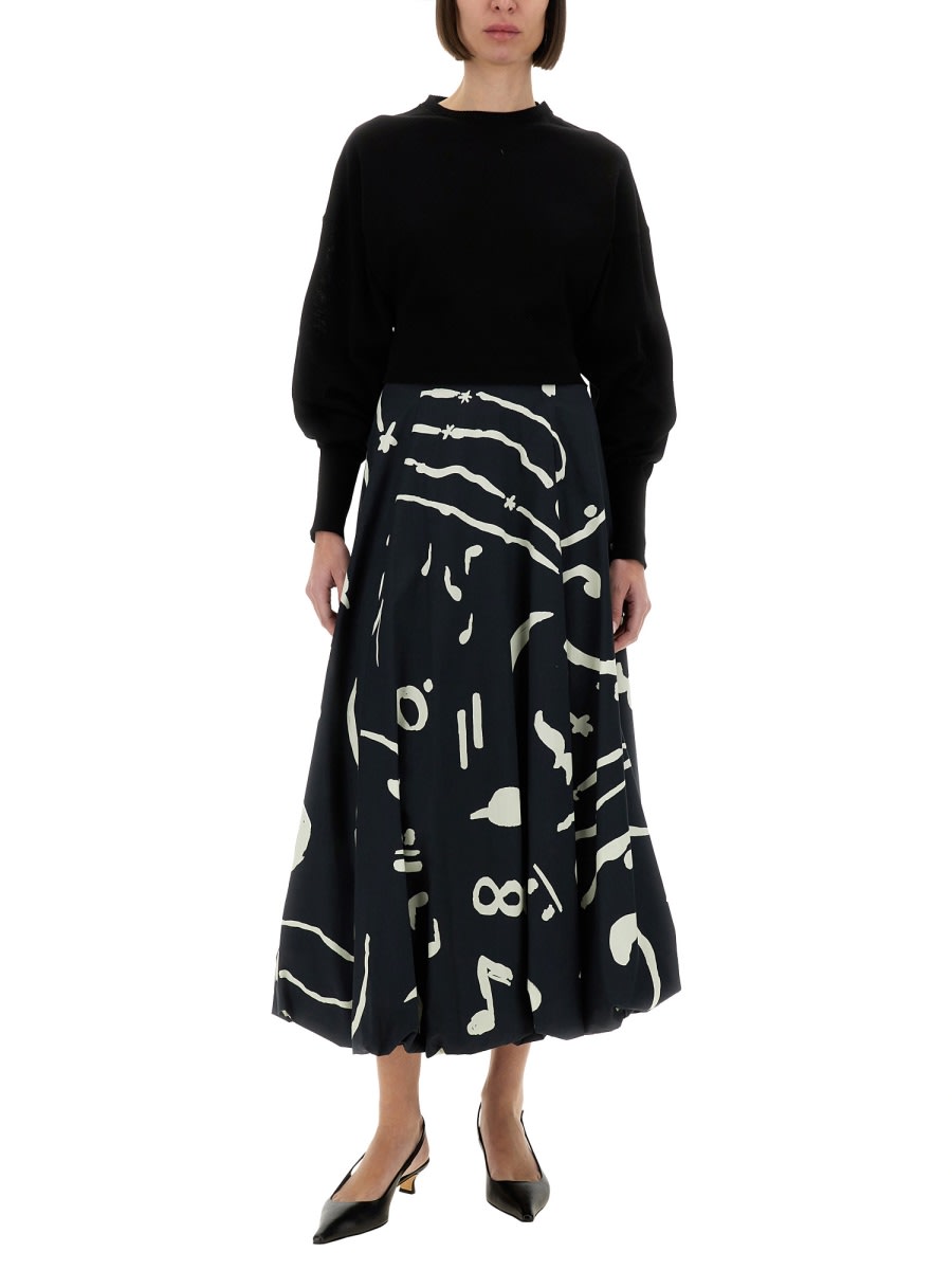 Alysi Abstract-print Maxi Skirt In Black