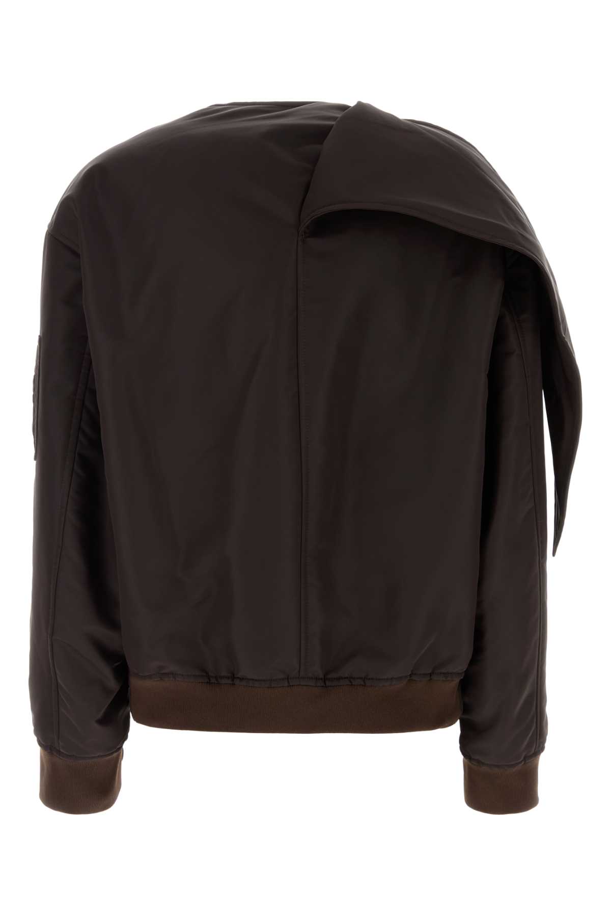 Shop Courrèges Chocolate Nylon Padded Jacket