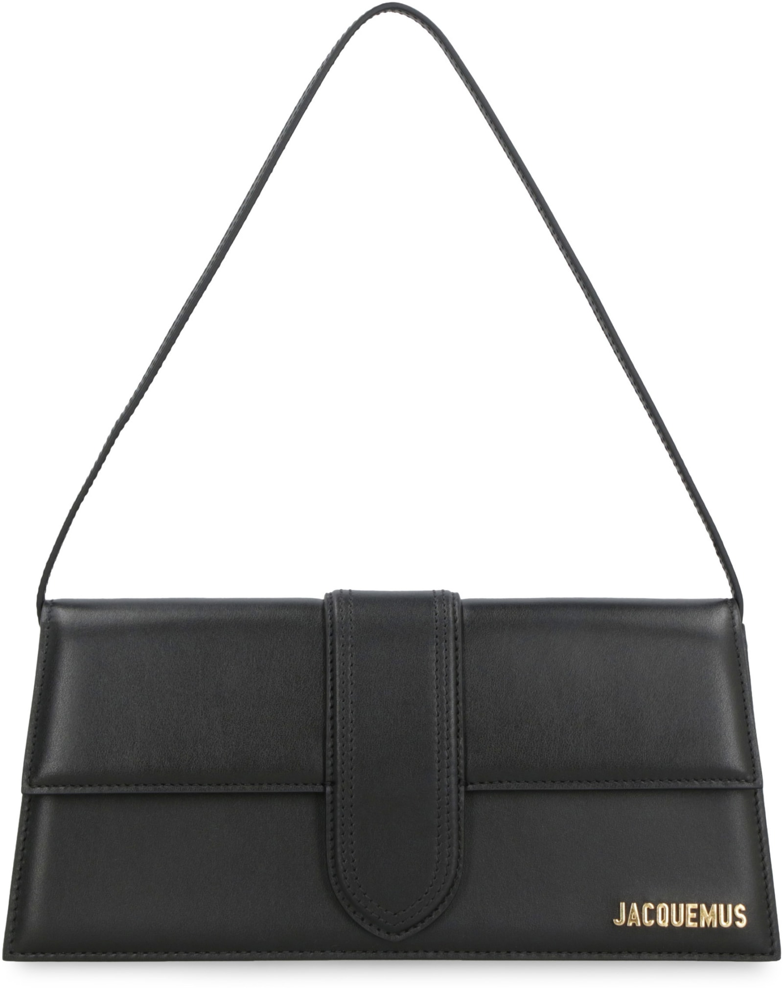 Jacquemus Le Bambino Long Leather Shoulder Bag In Black
