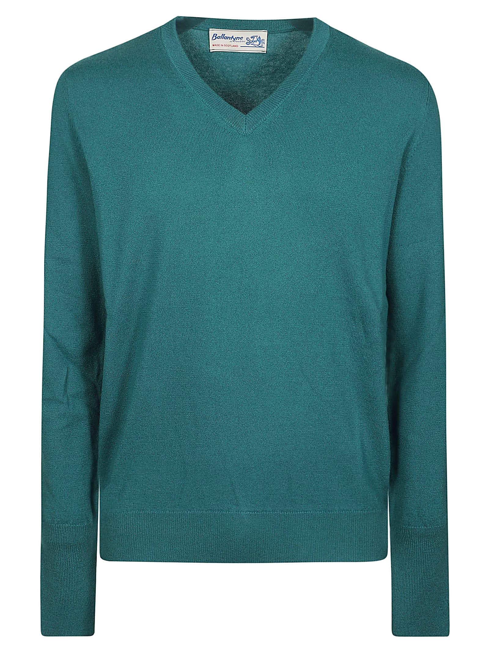 Shop Ballantyne Plain V-neck Sweater In Peacok