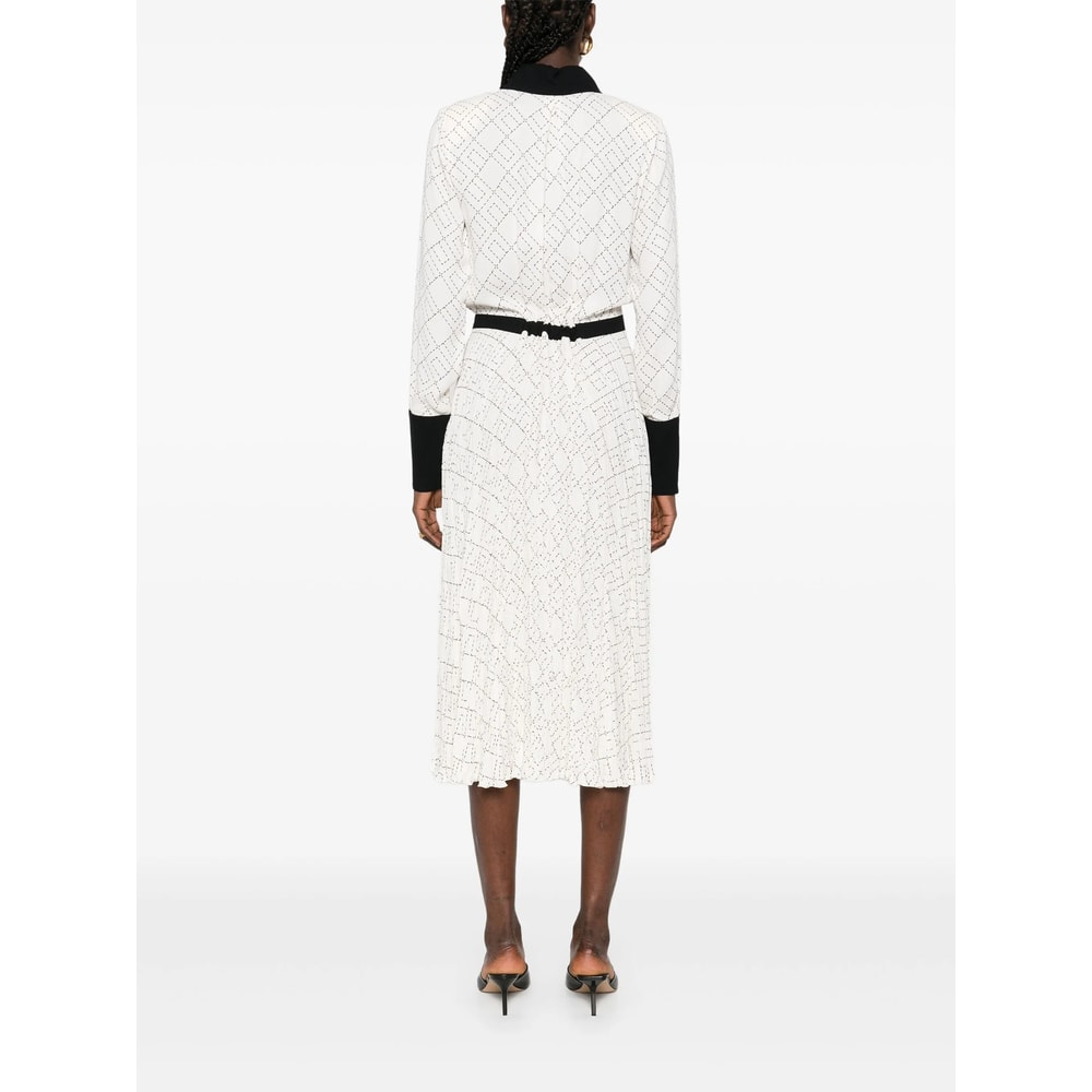 Elisabetta Franchi Geometric-print Button-front Maxi Dress In White