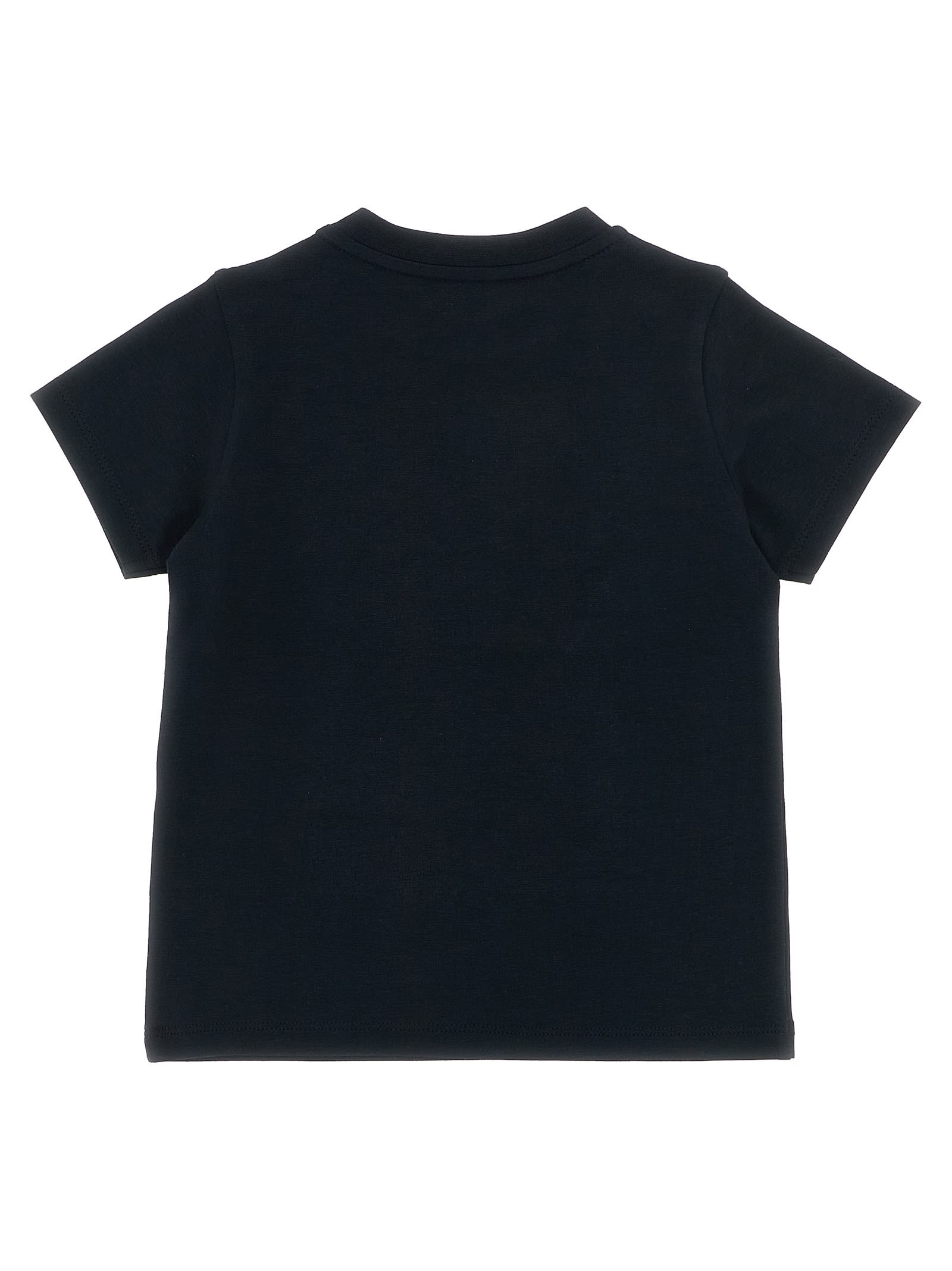 Moncler Blue T-shirt For Baby Boy With Logo In Black