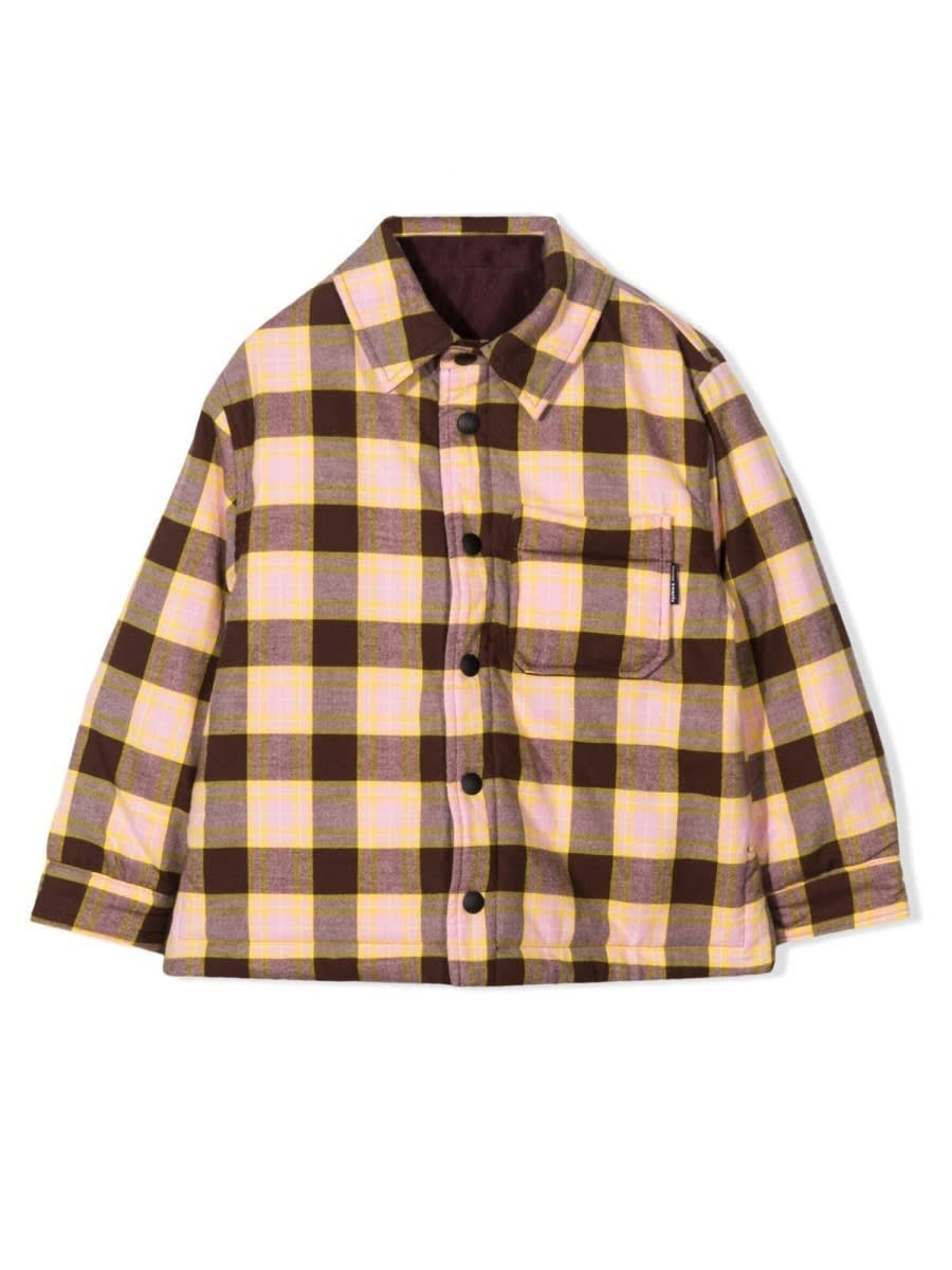 Palm Angels Kids' Check Padded Reversible Shirt In Multi