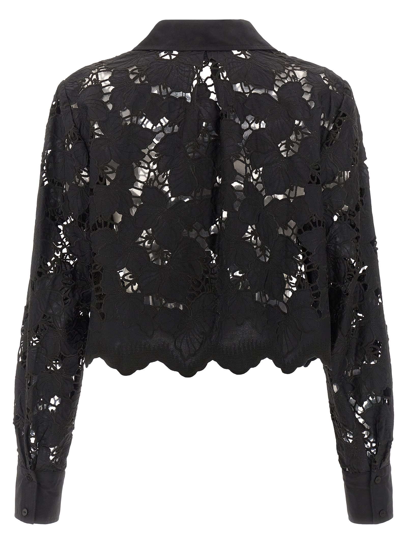 L'agence Seychelle Lace Button Front Shirt In Black