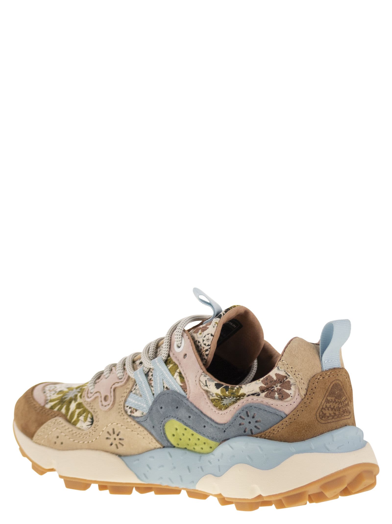 Flower Mountain Yamano 3 - Sneakers In Suede And Technical Fabric In Multi
