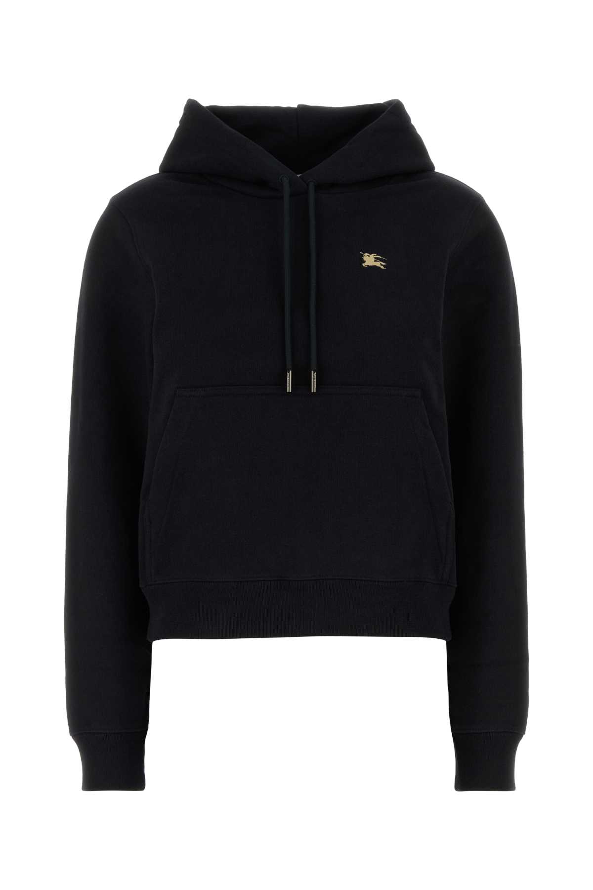 Burberry Cotton Sweatshirt With Drawstring Hood And Front Pocket In Black