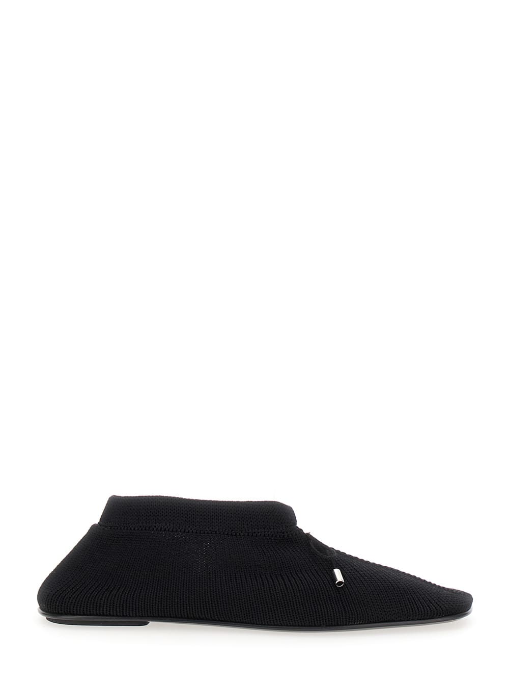 Totême Black Ballet Flats With Bow Detail In Knit Woman