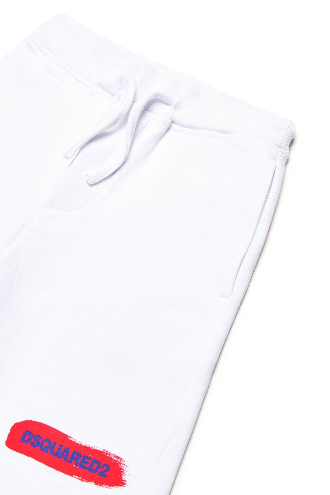 Shop Dsquared2 Logo-printed Drawstring Track Shorts In Bianco